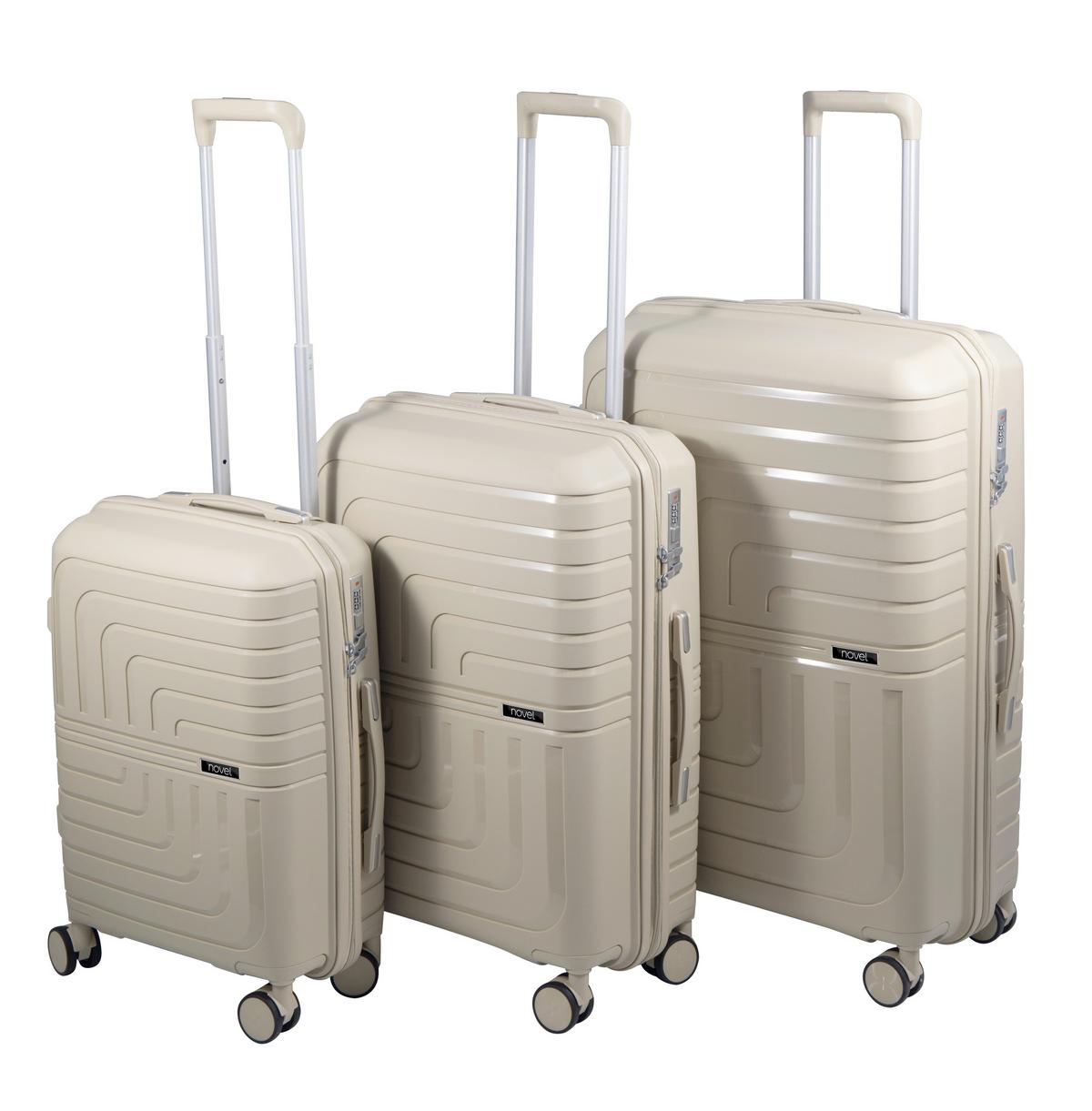 ZESTAW WALIZEK PODRÓŻNYCH LTS-187106 - beżowy, Basics, tworzywo sztuczne/metal - Novel