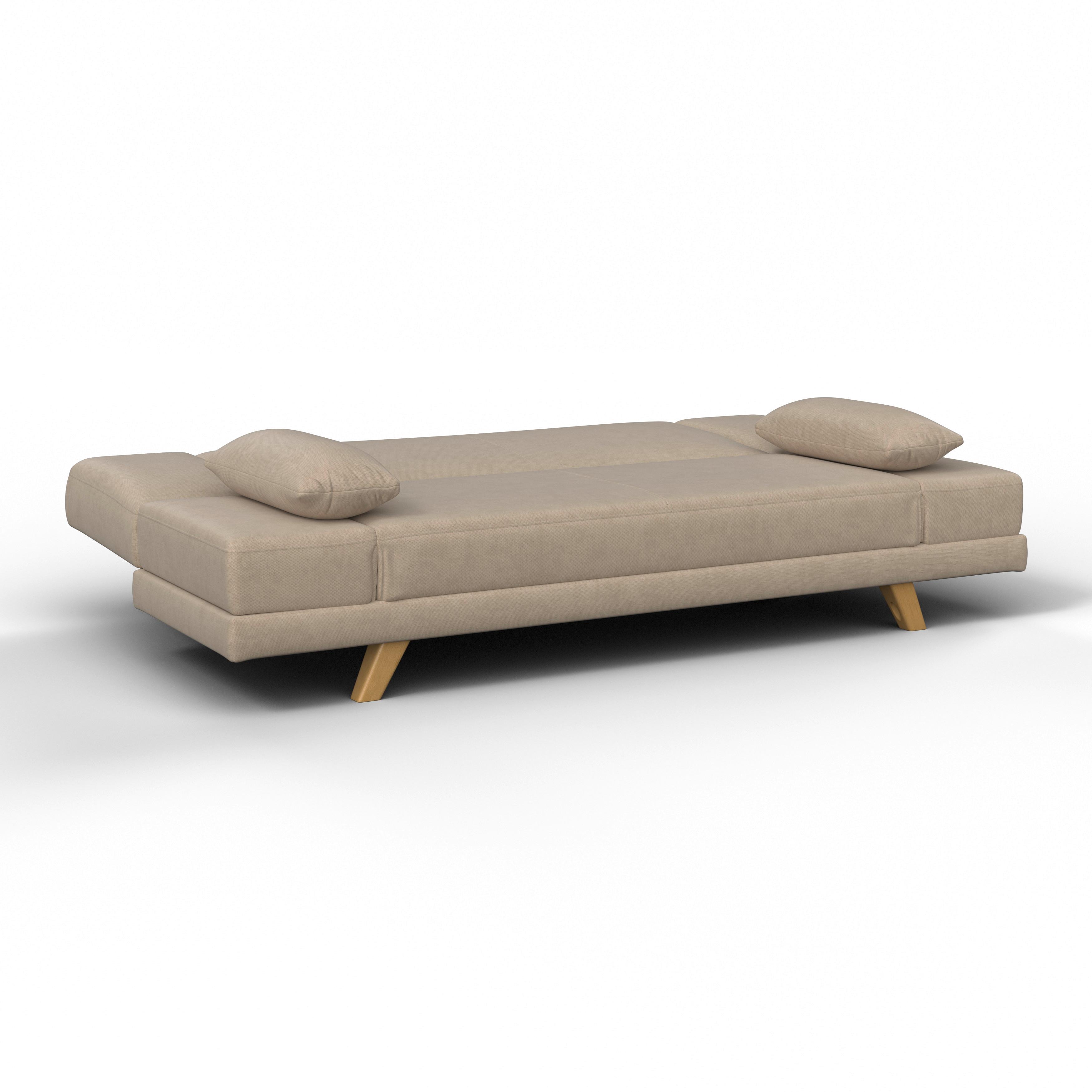 BÄDDSOFFA FUNKY - beige/lerfärgad, Modern, trä/textil (183/73/79cm) - Bessagi Home