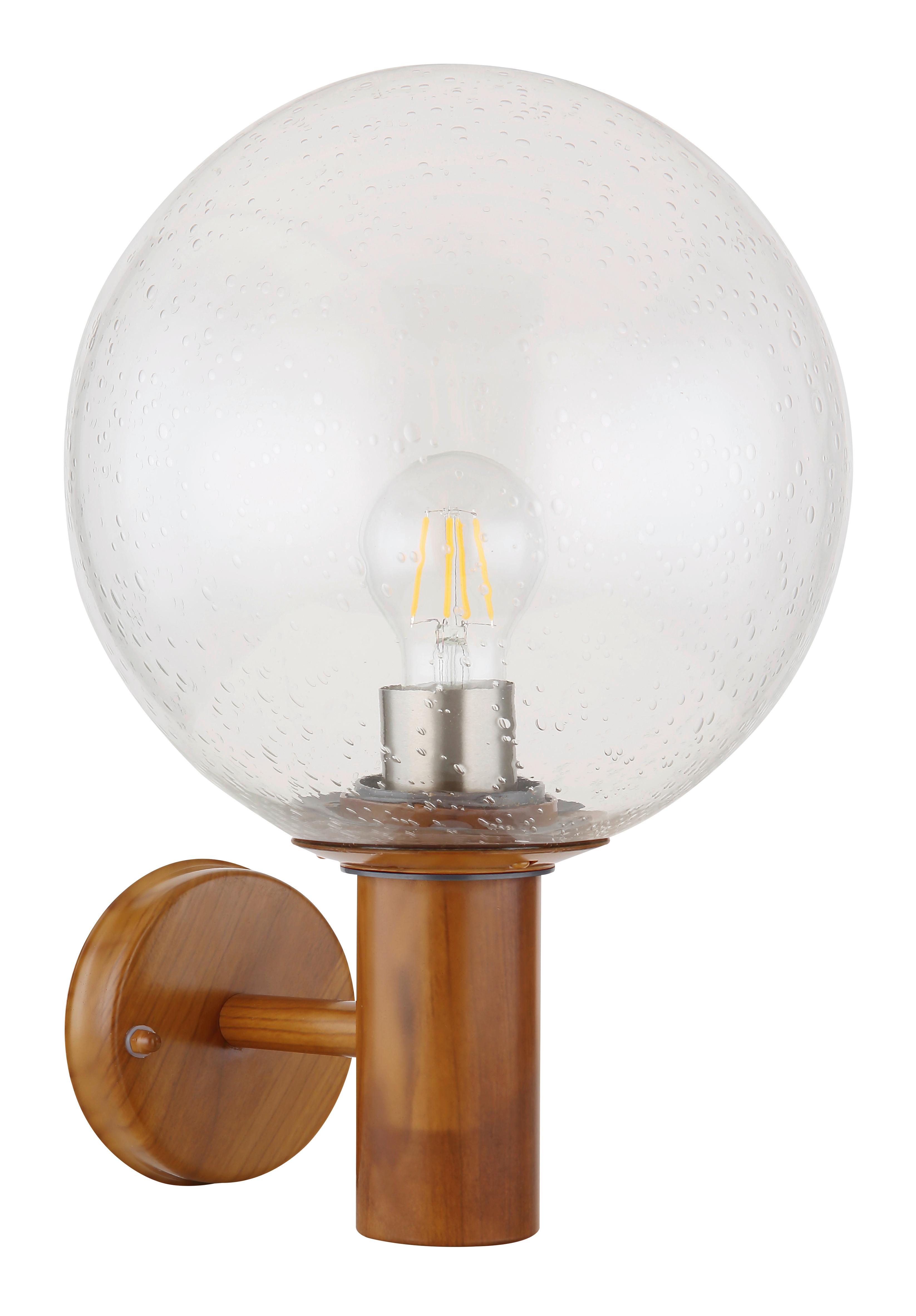 Außenleuchte Ossy in Braun max. 15 Watt - Klar/Braun, Basics, Glas/Metall (25/37cm) - Globo