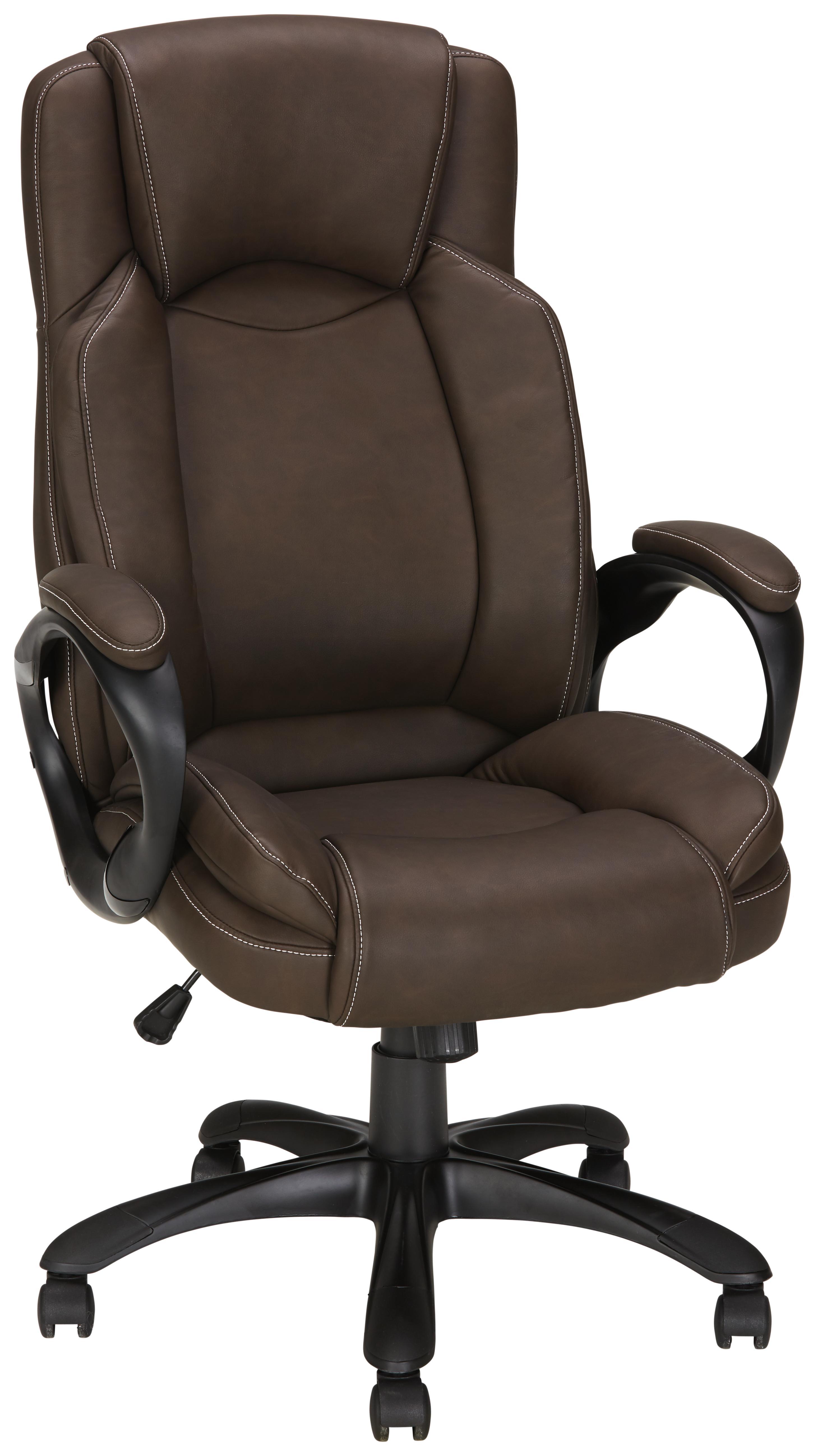 Chefsessel im Lederlook - Schwarz/Braun, MODERN, Kunststoff/Textil (67/116,5-126/75cm) - Modern Living