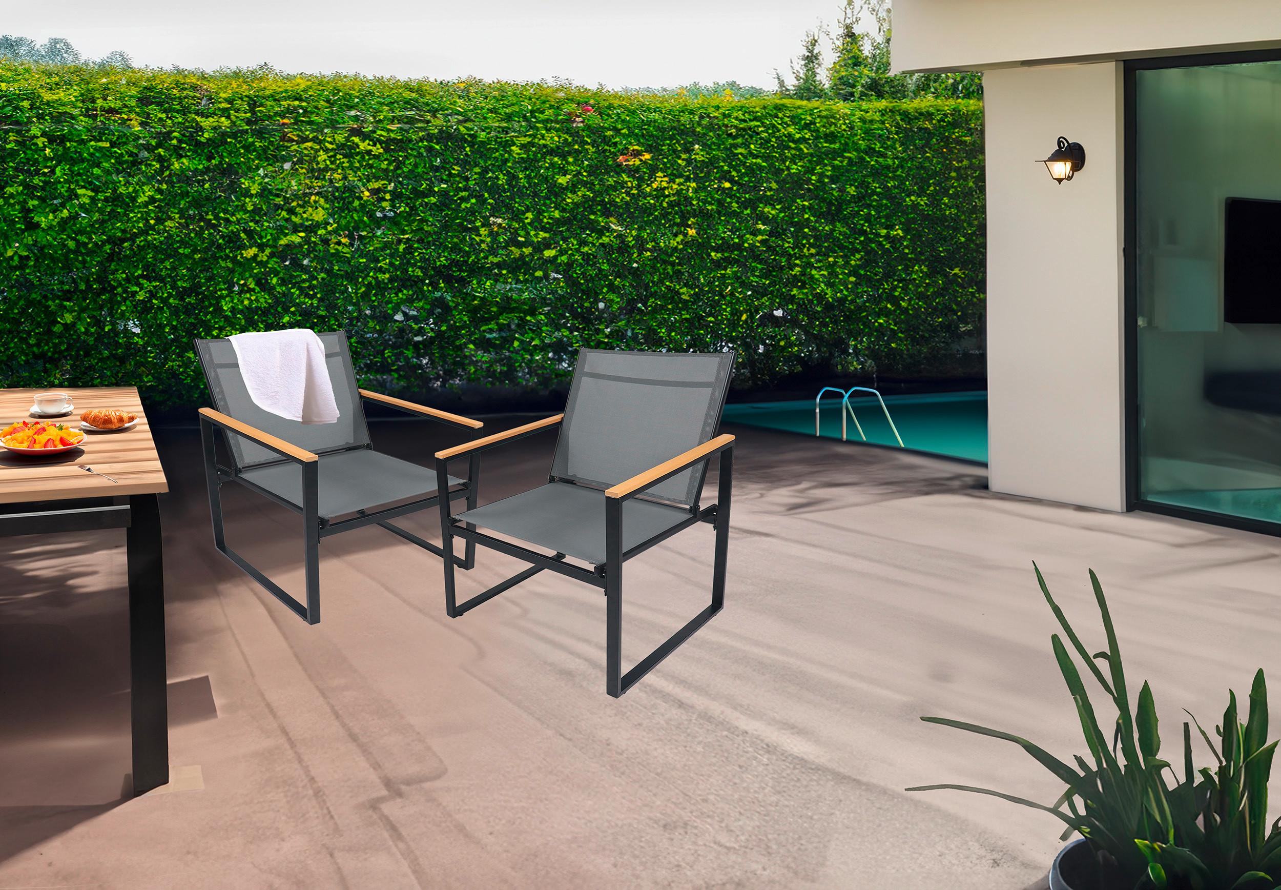 Gartenstuhl-Set Volasi 2er-Set ca. 54x83 cm Anthrazit - Honigeiche/Anthrazit, MODERN, Holzwerkstoff/Kunststoff (54/83/65cm) - MID.YOU