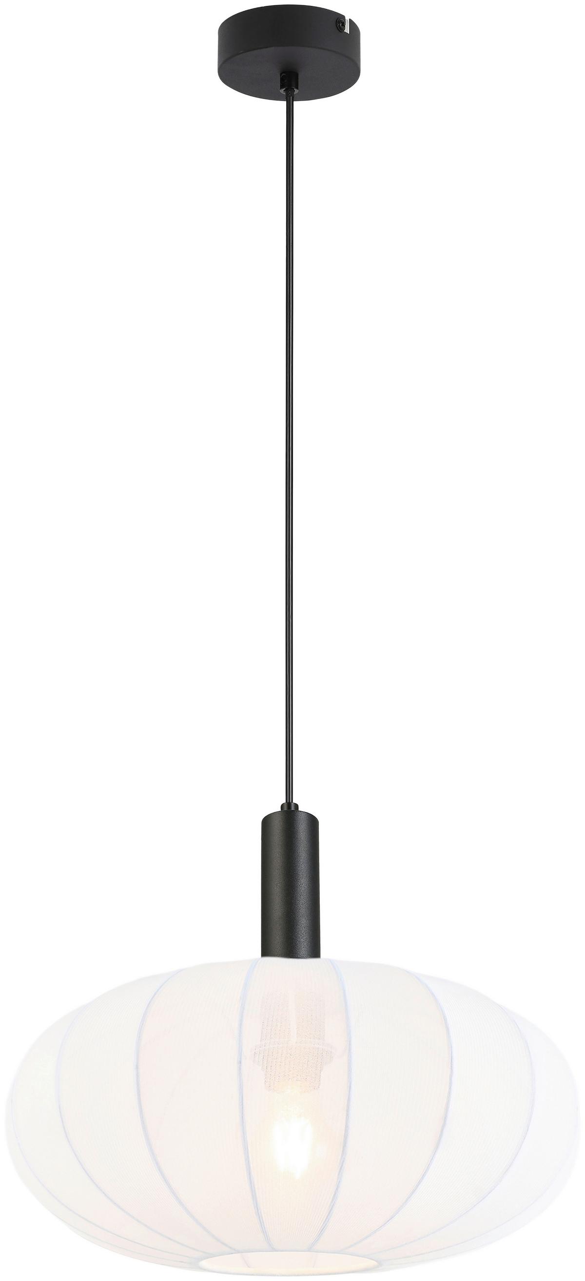 Hängeleuchte Modern Schwarz/Weiss max. 25 Watt - Weiss/Schwarz, Modern, Textil/Metall (40/120cm) - Mömax