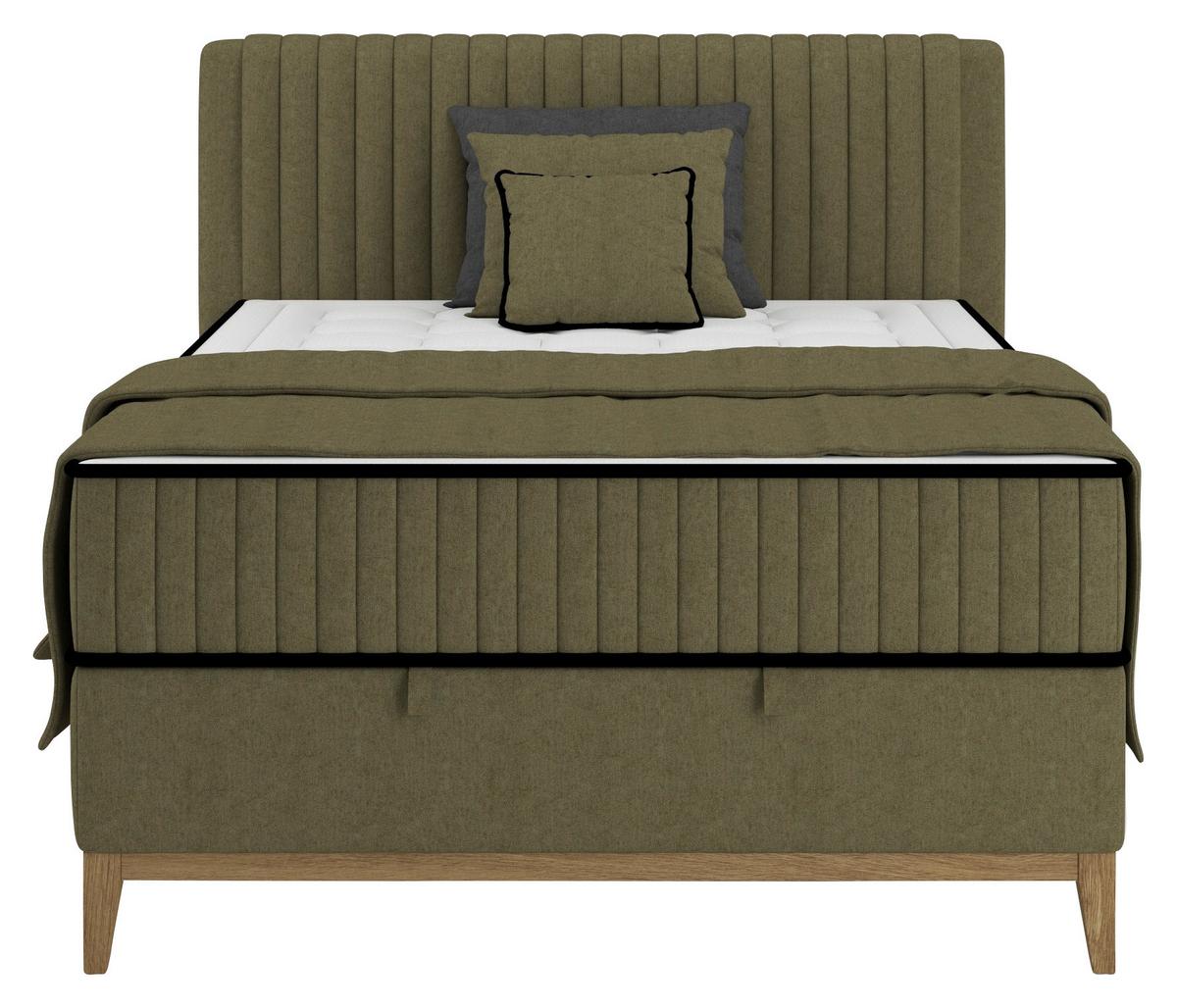 Bett Elena Olivgrün ca. 140x200cm - Olivgrün, KONVENTIONELL, Holz/Holzwerkstoff (140/200cm) - Sembella