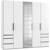 Drehtürenschrank mit Laden B: 250 cm Level, Weiß - Chromfarben/Weiß, MODERN, Holzwerkstoff (250/236/58cm) - MID.YOU
