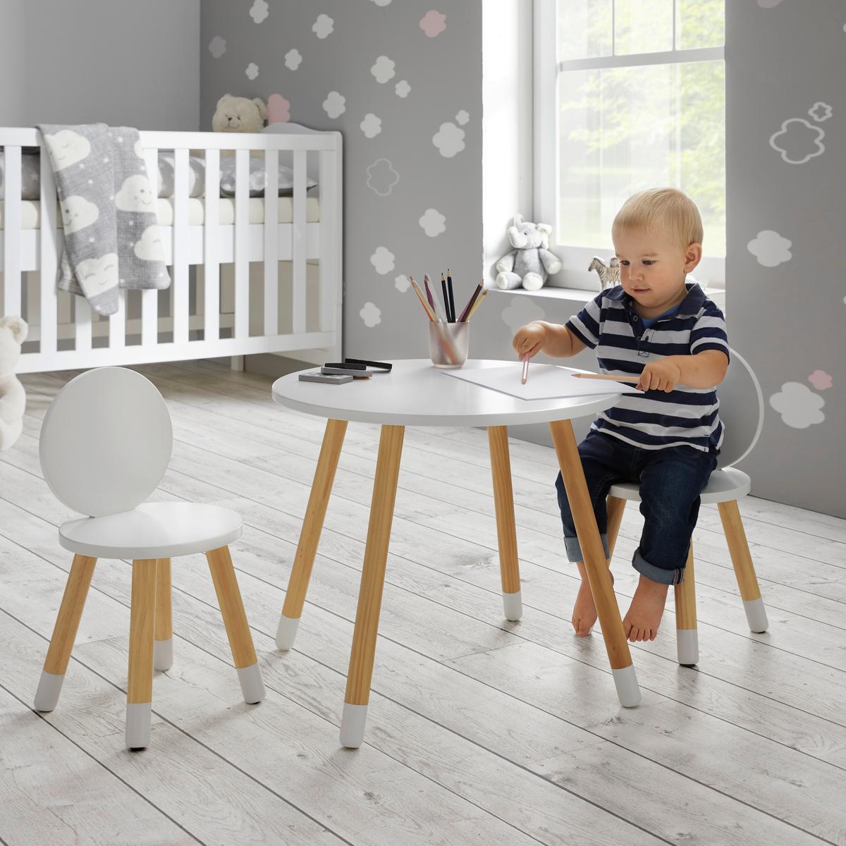Kindertisch Leni Weiß/ /Pinie Echtholz Ø ca. 55,9 cm - Weiß/Pinienfarben, MODERN, Holz (55,9/55,9/49,5cm) - Bessagi Kids