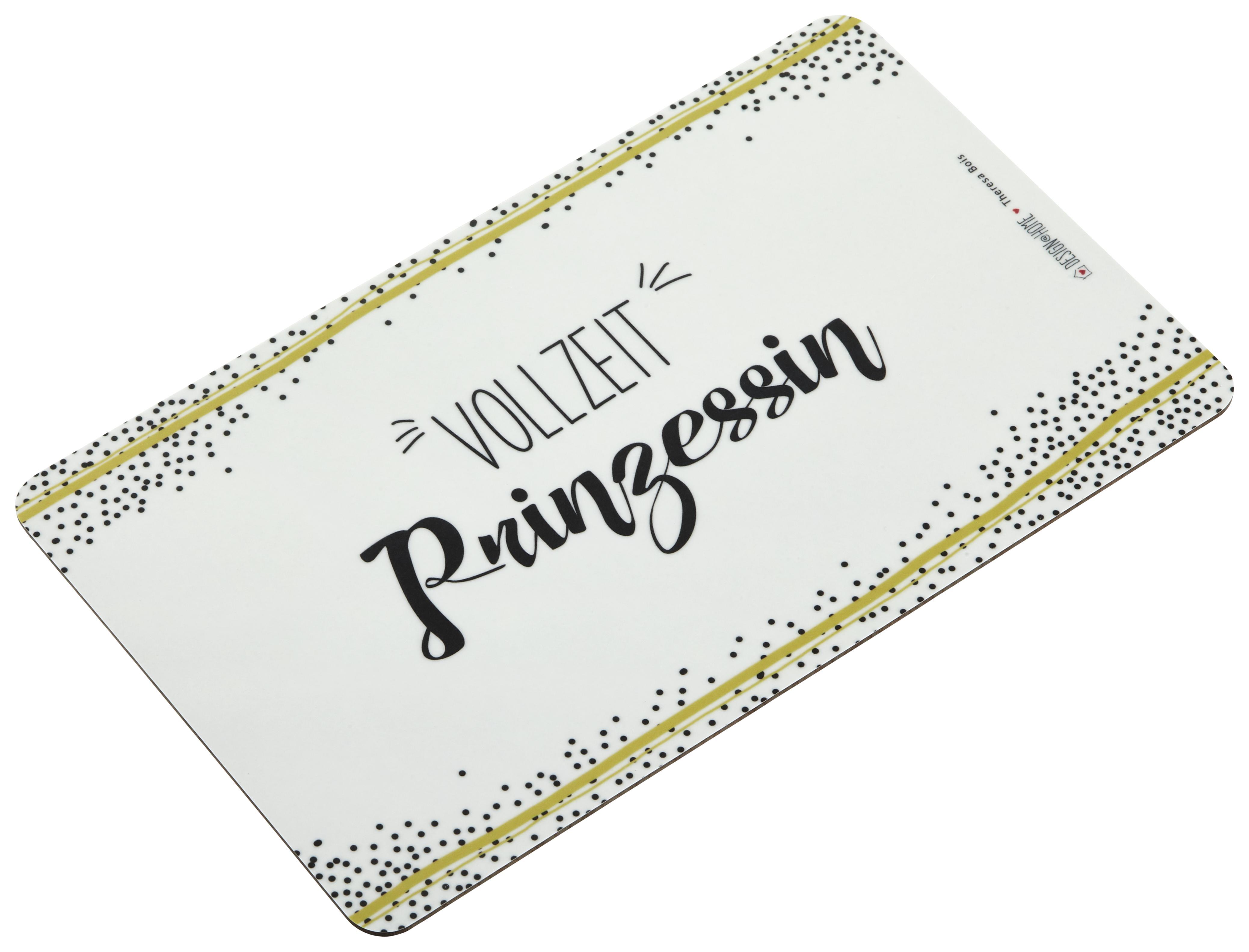 Schneidebrett Vollzeit Prinzessin in Weiß - Schwarz/Weiß, KONVENTIONELL, Kunststoff (23,5/14,3/1,5cm)