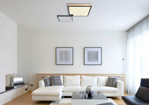 LED-Deckenleuchte Jacky Schwarz/Dunkelbraun max.40Watt - Dunkelbraun/Opal, Design, Holzwerkstoff/Kunststoff (85,5/55/10cm) - Globo