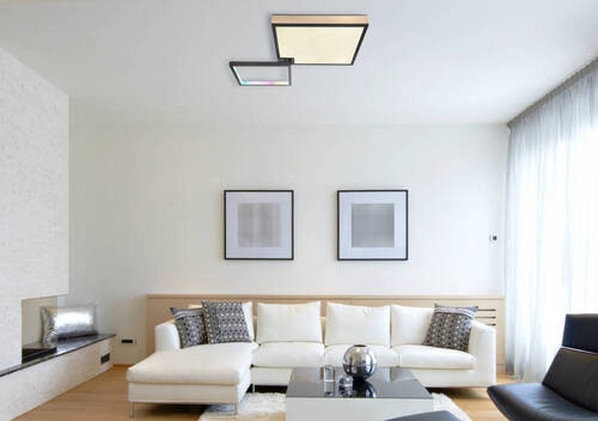 LED-Deckenleuchte Jacky Schwarz/Dunkelbraun max.40Watt - Dunkelbraun/Opal, Design, Holzwerkstoff/Kunststoff (85,5/55/10cm) - Globo