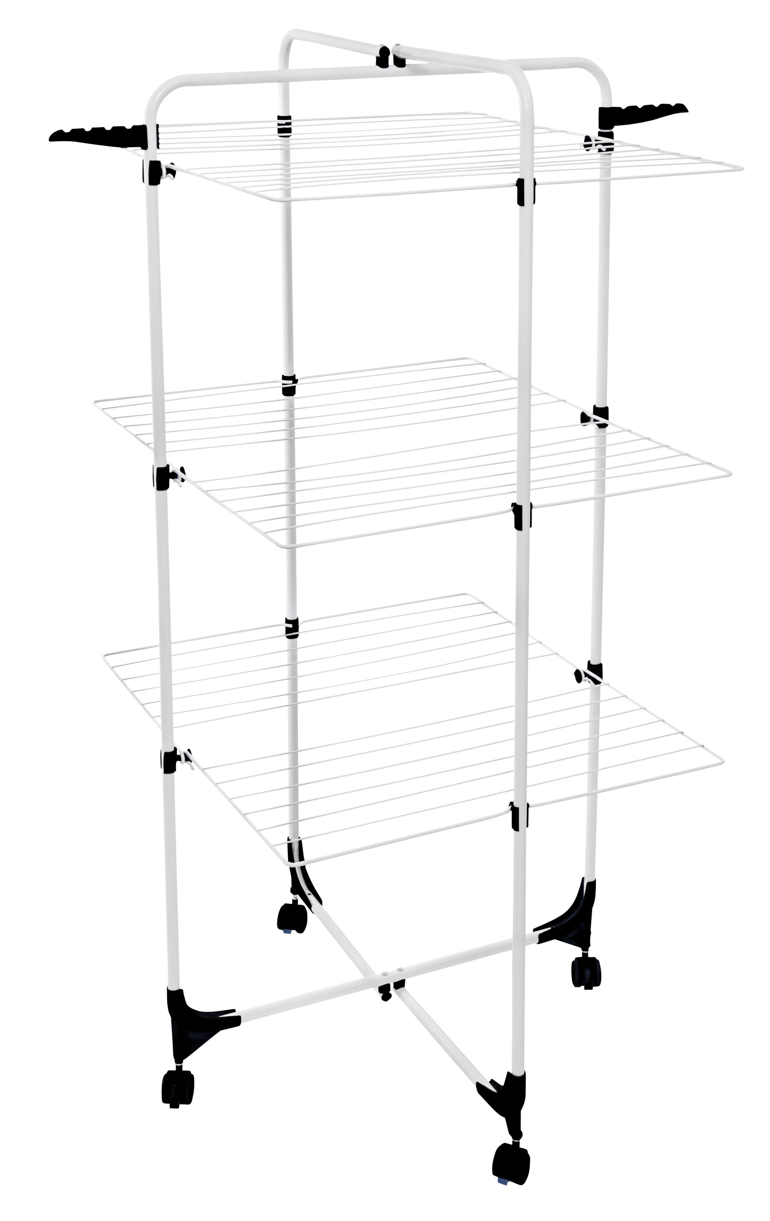 Emeletes Ruhaszárító Pro - fekete/fehér, műanyag/fém (71/65/136cm) - Premium Living