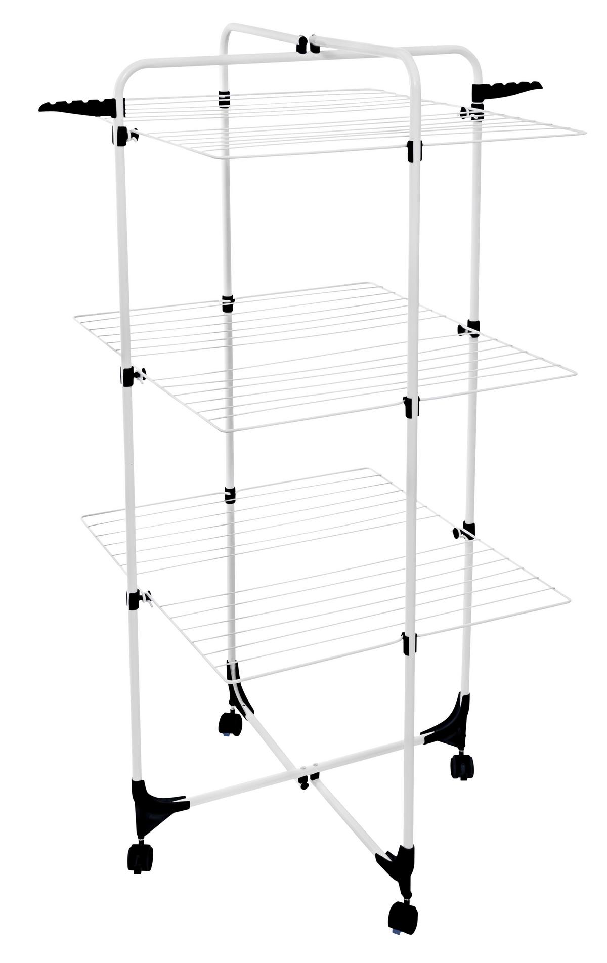 Emeletes Ruhaszárító Pro - fekete/fehér, műanyag/fém (71/65/136cm) - Premium Living