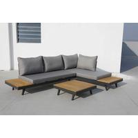 Lounge Garnitura Naxos, Antracit, 3-Delni Set - barva tikovine/srebrne barve, Basics, kovina/tekstil (175/175cm) - Gardenson