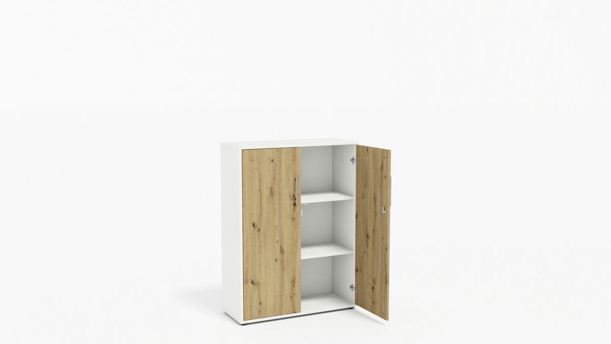 AKTENSCHRANK OFFICE EDITION - SW SET 4 - Eiche Artisan/Weiß, MODERN, Holzwerkstoff (128,5/185,6/33cm) - MID.YOU