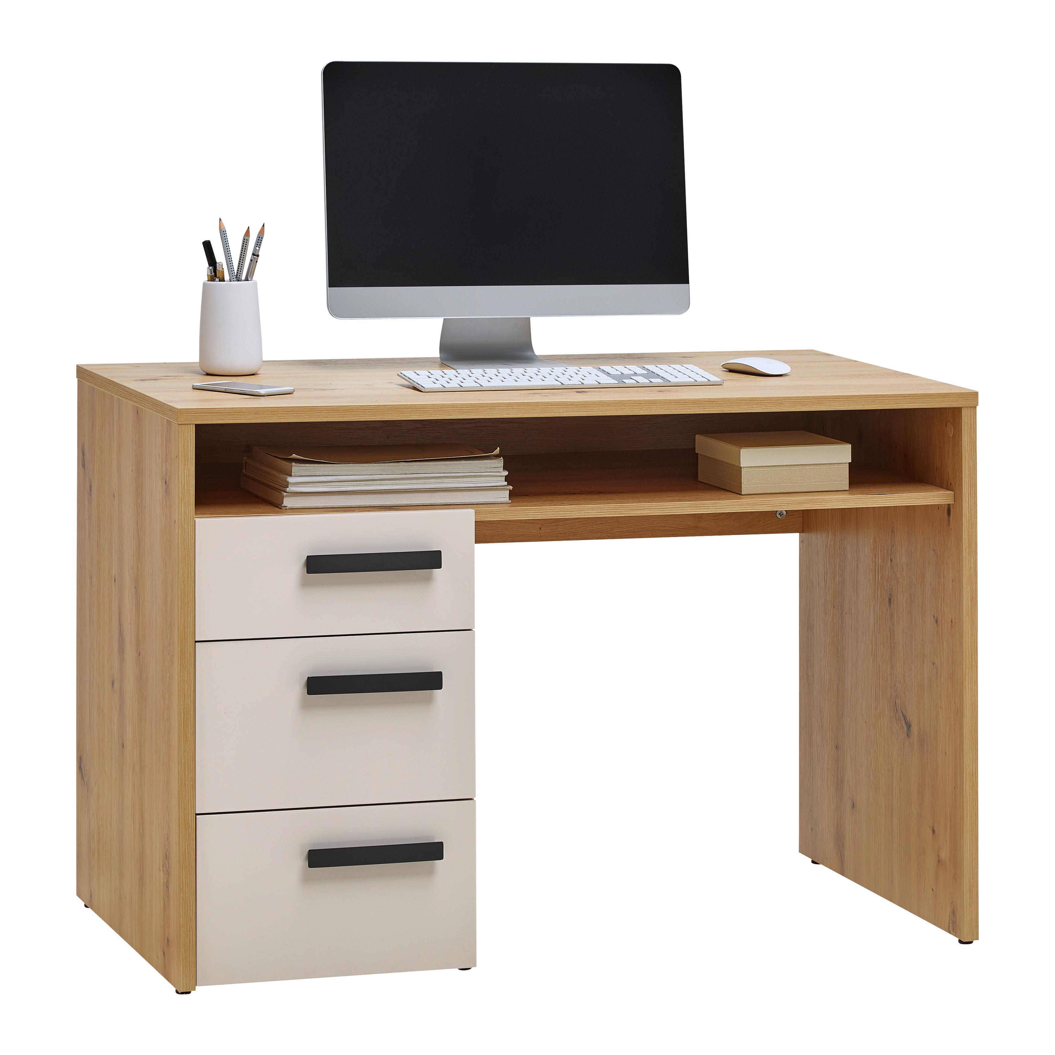 Schreibtisch Casa Mia Kaschmirfarben - Kaschmir/Anthrazit, KONVENTIONELL, Holzwerkstoff/Metall (110/60/76cm) - Mömax