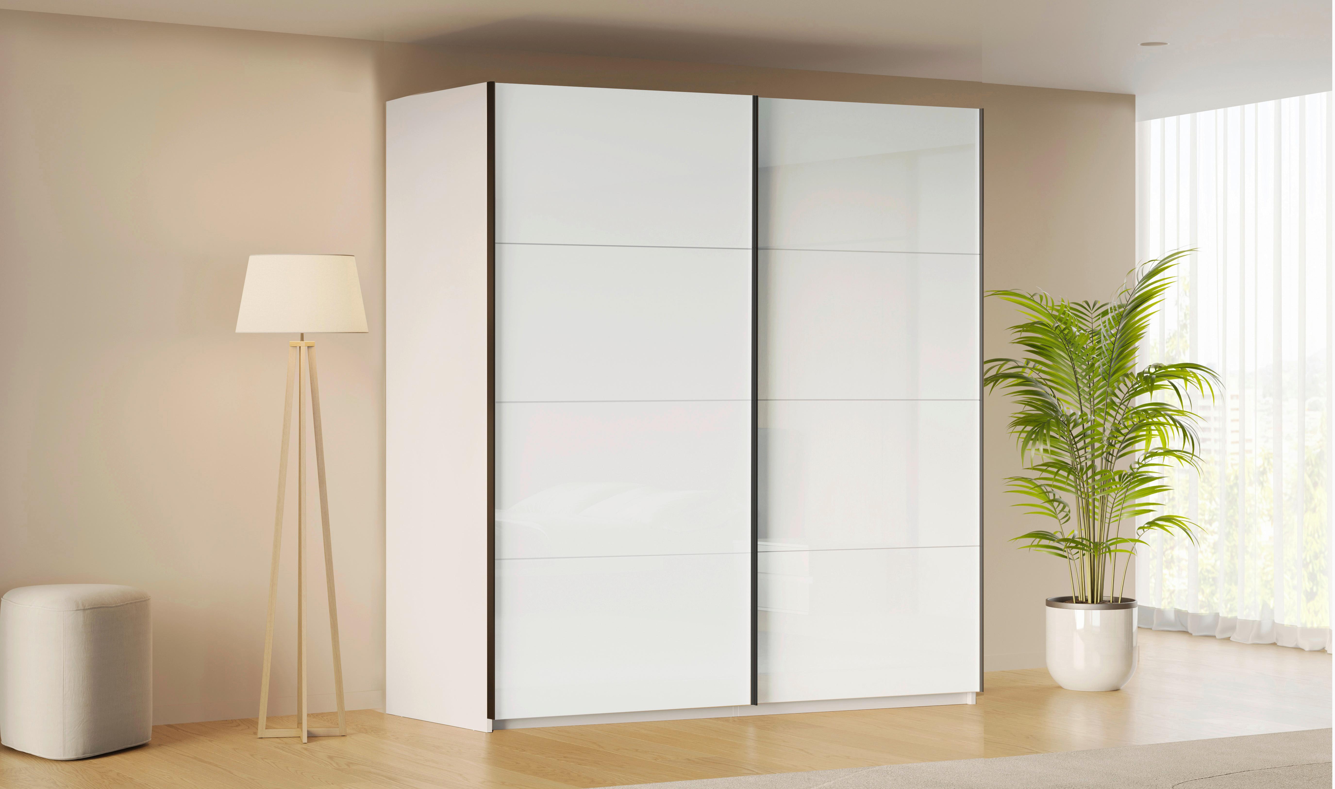 Omara Z Drsnimi Vrati Family, Bela, Visoki Sijaj - bela/barve aluminija, Moderno, kovina/leseni material (200/212/62cm) - Mömax