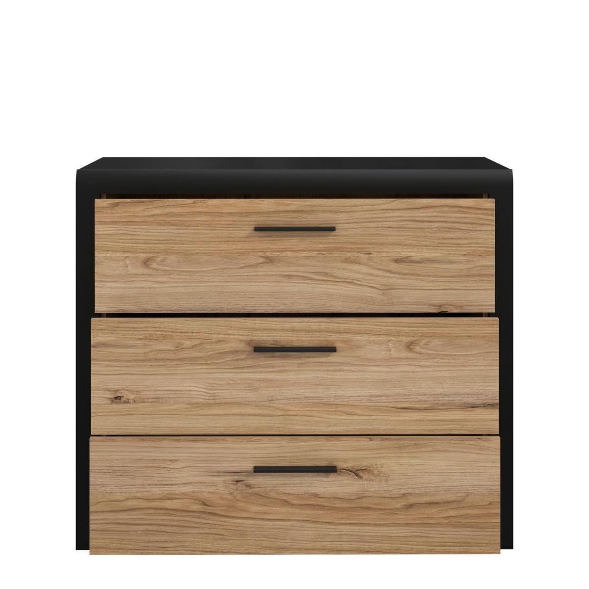 Komoda Dalate - črna/barve hrasta, Moderno, umetna masa/leseni material (101,1/88/41cm) - Mömax