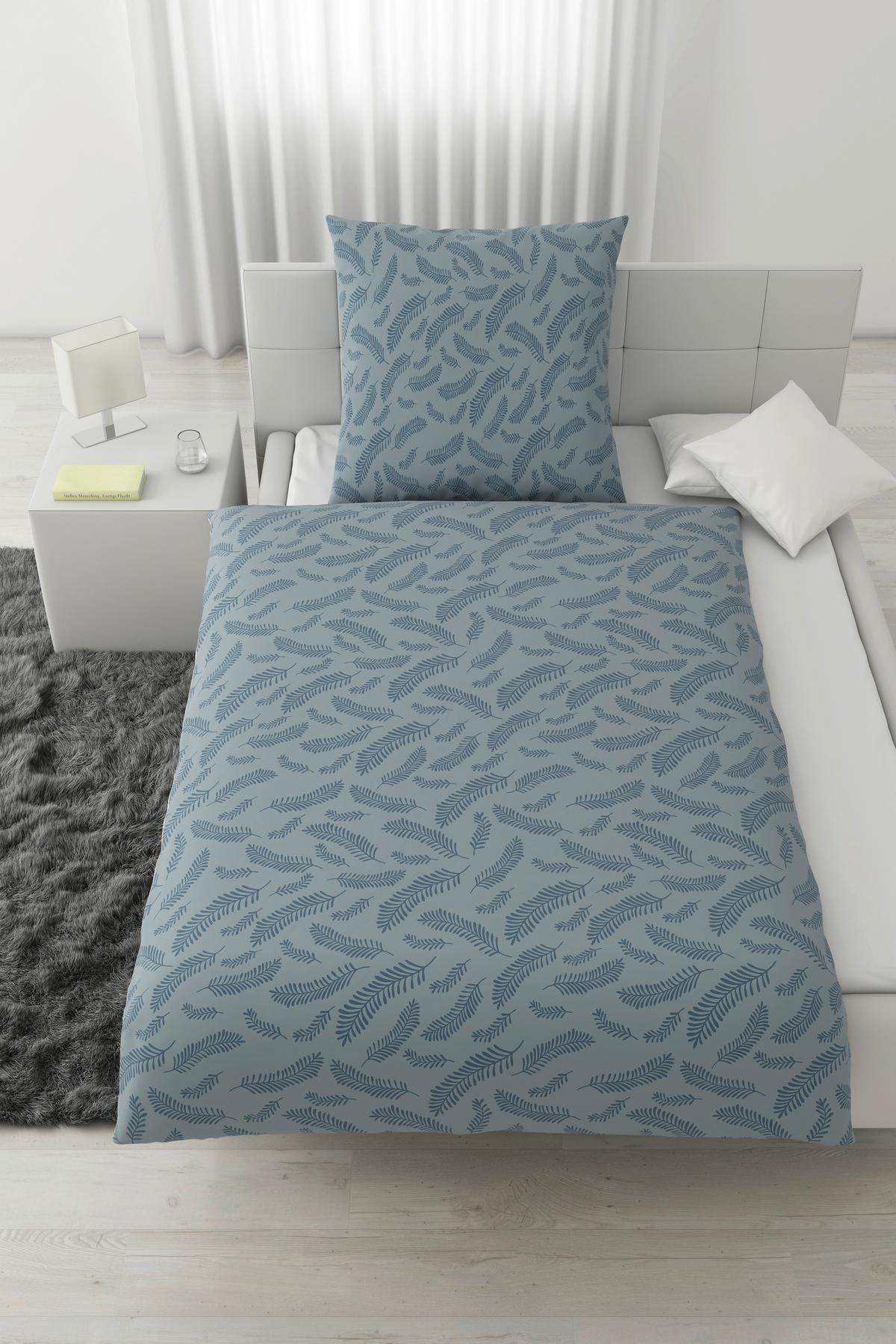 Bettwäsche Ferns XL Blau ca. 155x220cm - Blau, MODERN, Textil (155/220cm) - Mömax