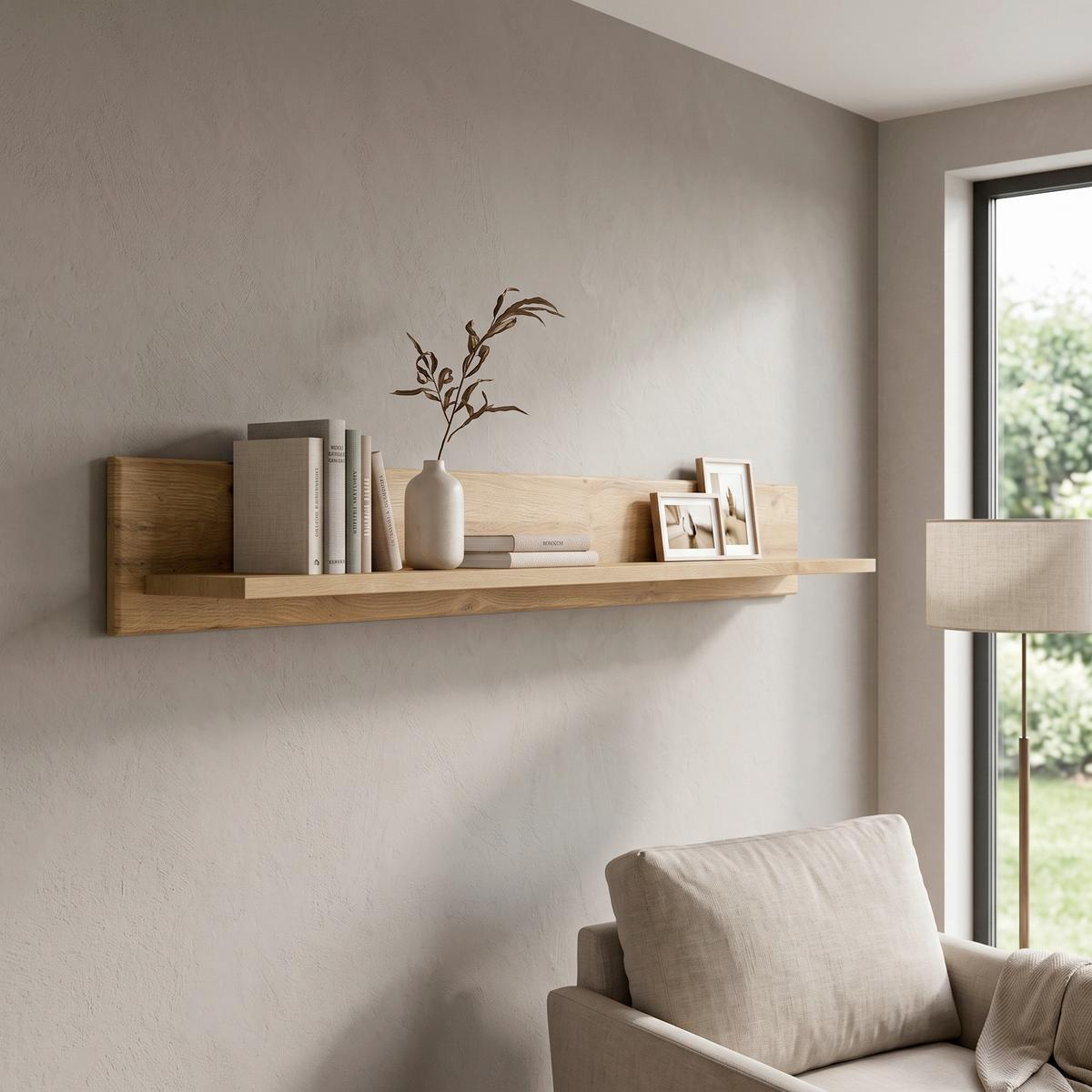 Etajeră De Perete Cortina - culoare lemn stejar, Modern, material pe bază de lemn (117,6/19,6/21,9cm) - Modern Living