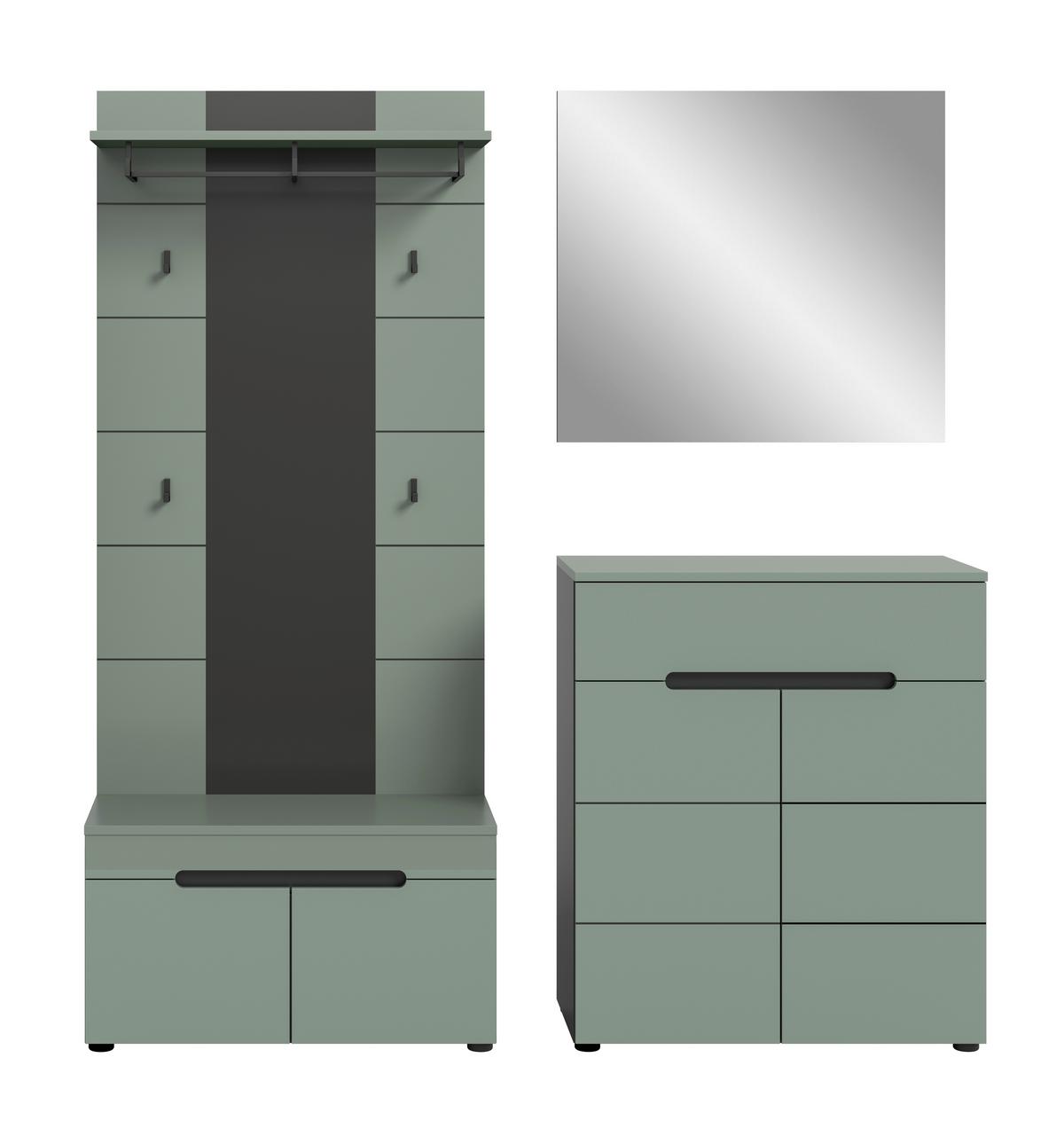 Predsoba Canu, Sivozelena, 4-Delna - Design, leseni material (175/190/37cm) - Livetastic