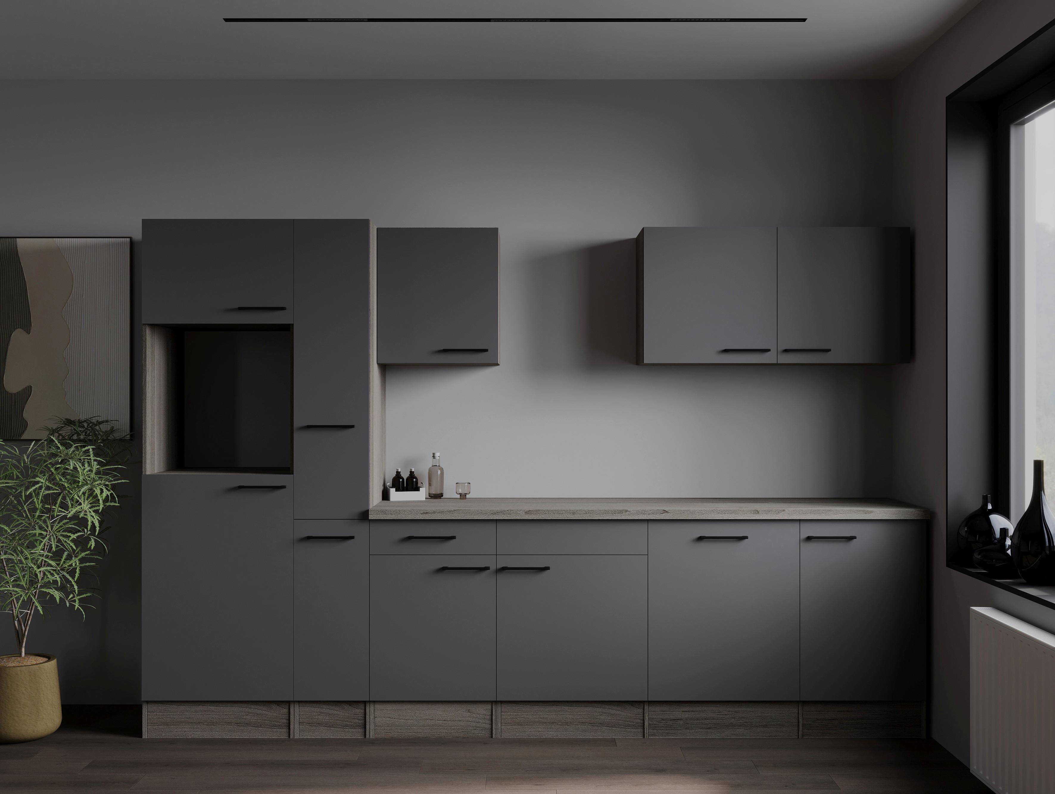 Kuhinjski Blok Brez Aparatov Oliver, 310cm - črna/siva, Design, kovina/leseni material (310cm) - Respekta