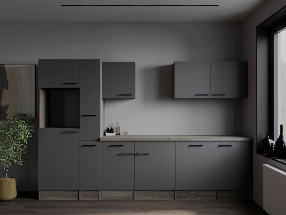 Kuhinjski Blok Brez Aparatov Oliver, 310cm - črna/siva, Design, kovina/leseni material (310cm) - Respekta