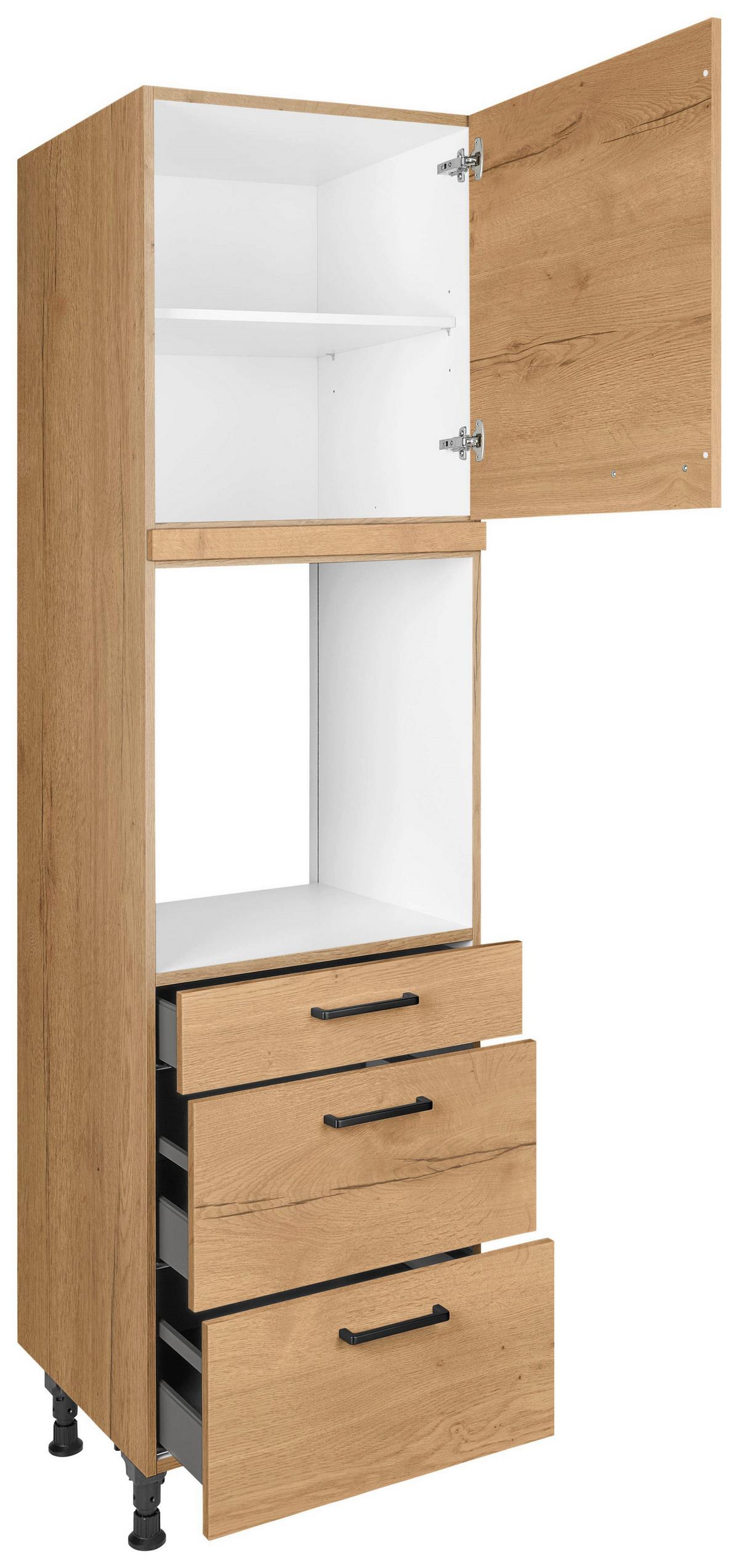 Geräteumbauschrank Structura Eiche - Eichefarben/Schwarz, MODERN, Holzwerkstoff/Metall (60/216,6/58cm) - Nobilia