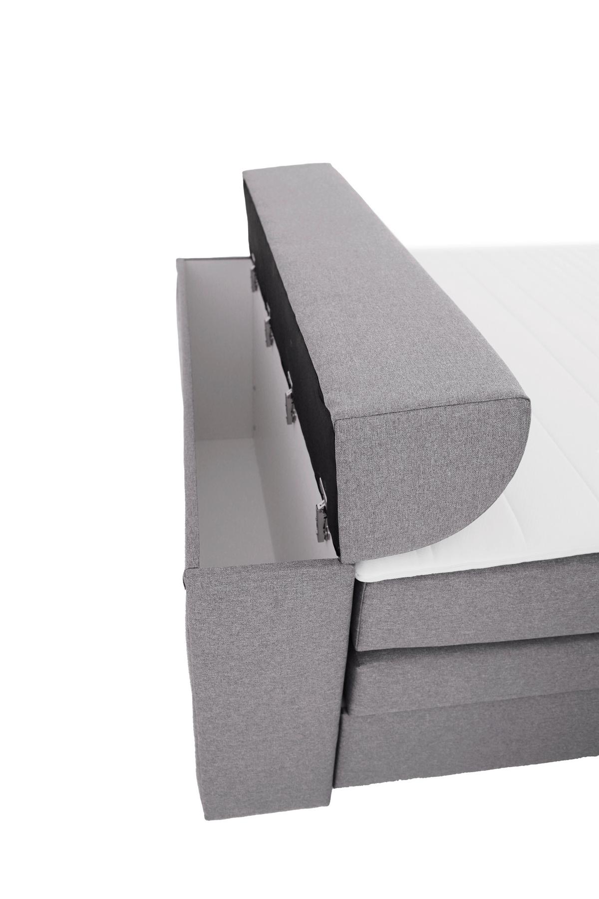 Boxspringbett Flexi 2 in Grau ca. 140x200cm - Schwarz/Grau, KONVENTIONELL, Kunststoff/Textil (140/200cm) - Based