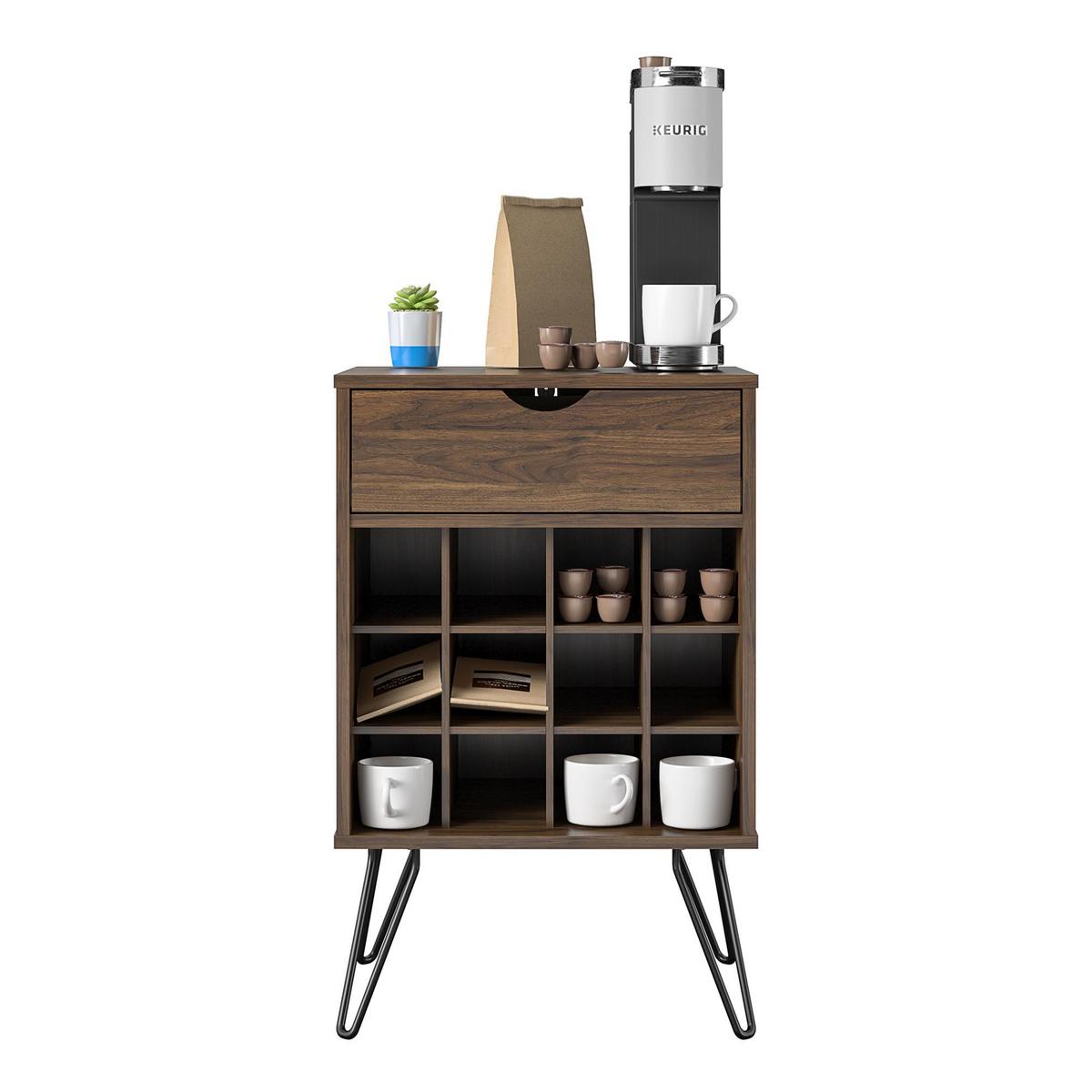 Weinregal Concord Walnussfarben ca.51x80x45cm - Walnussfarben/Schwarz, Design, Holzwerkstoff/Metall (51/80/45cm) - MID.YOU