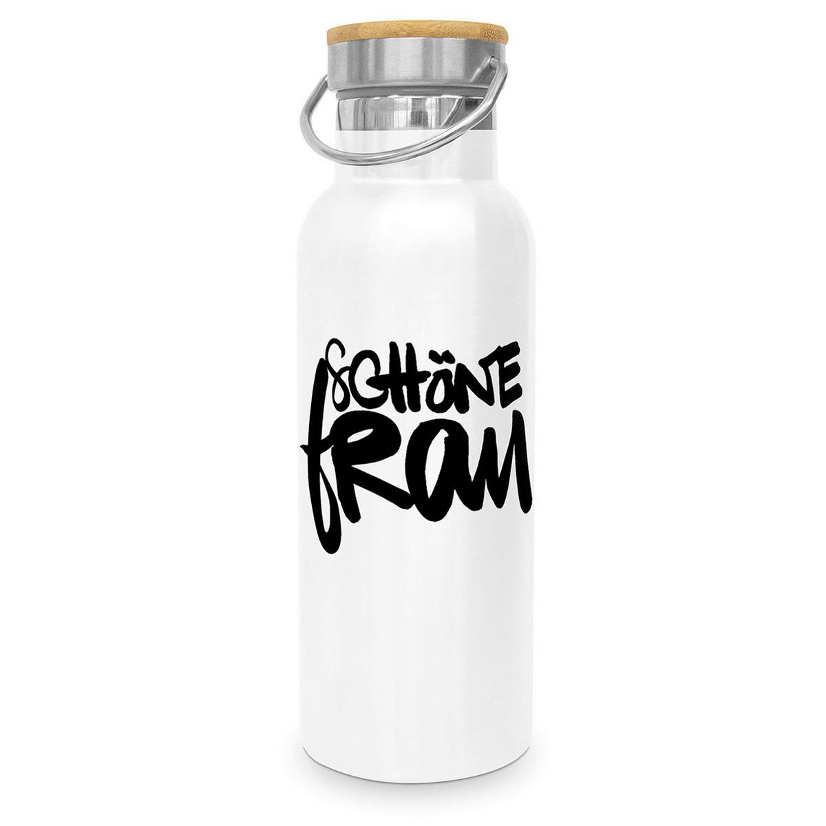 Isolierflasche Schöne Frau ca. 500ml - Weiss/Schwarz, Metall (22,5cm)