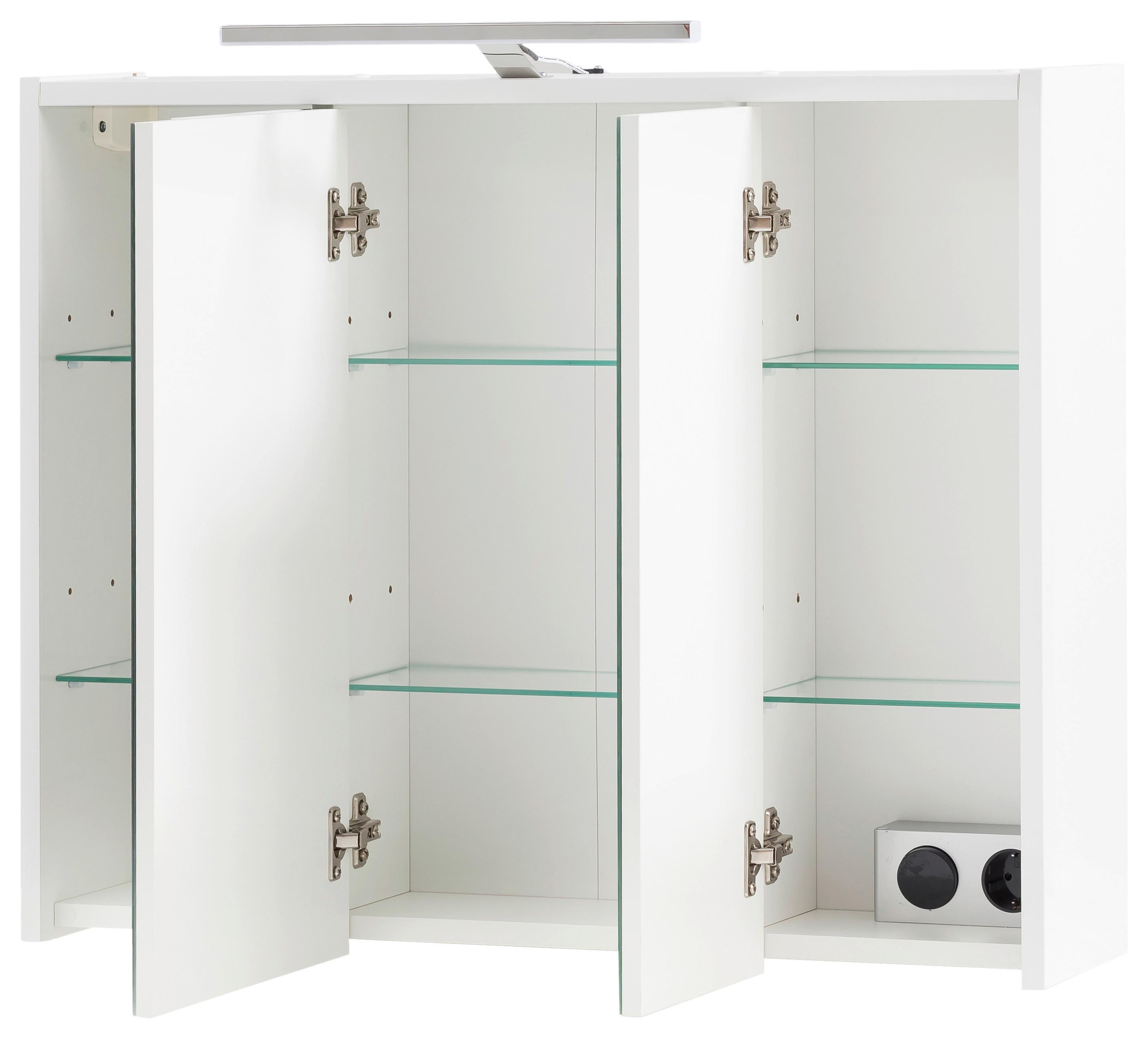 Spiegelschrank Flag ca. 74,5x65x16 cm Weiß - MODERN, Glas/Holzwerkstoff (74,5/65/16cm) - MID.YOU