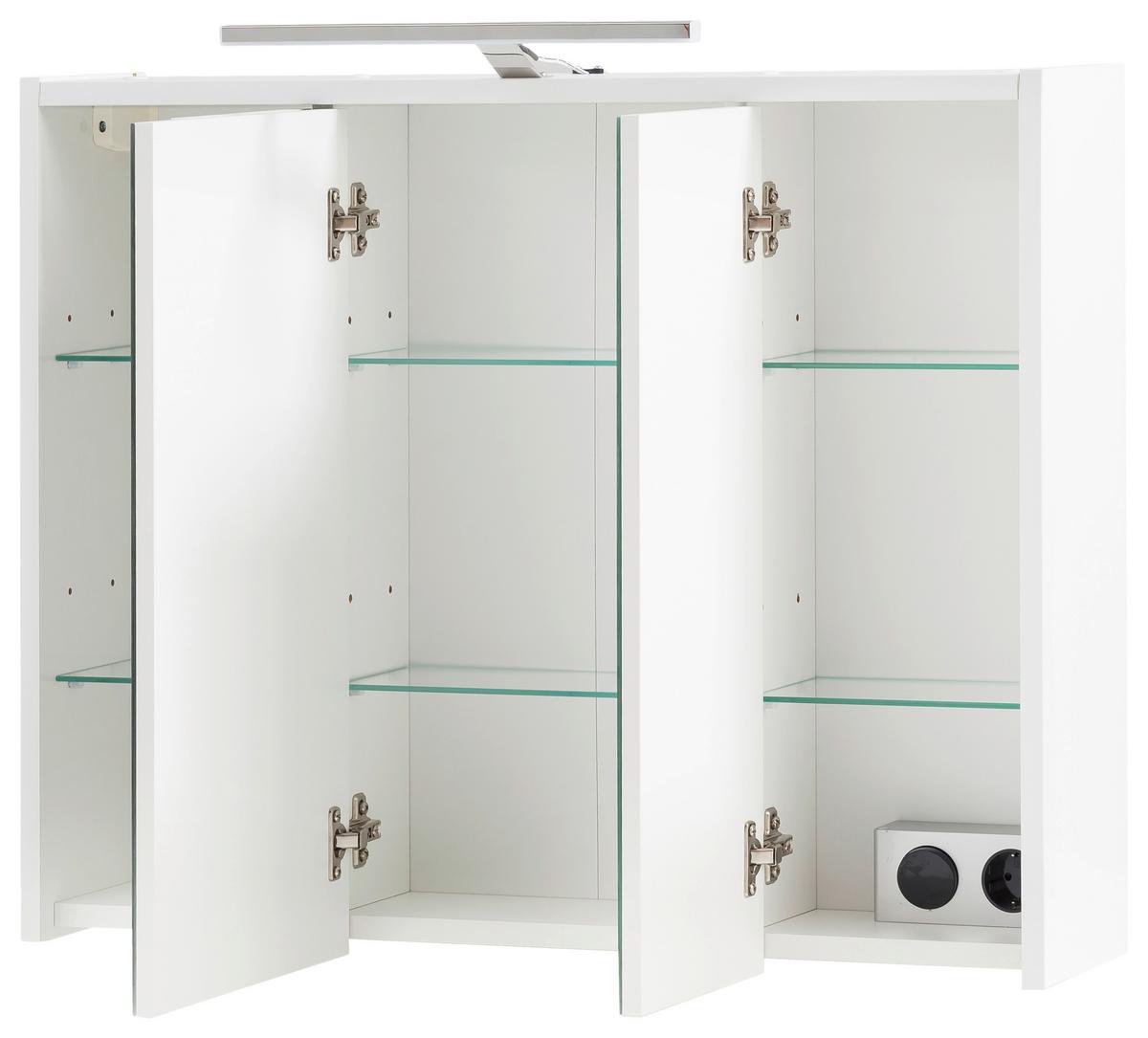 Spiegelschrank Flag ca. 74,5x65x16 cm Weiß - MODERN, Glas/Holzwerkstoff (74,5/65/16cm) - MID.YOU