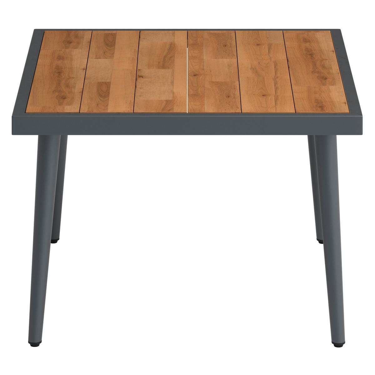 Loungegarnitur-Set Sallie Grau Holz/Metall/Outdoorstoff - Schwarz/Naturfarben, MODERN, Holz/Metall (205/76,5/58,5cm) - Bessagi Garden