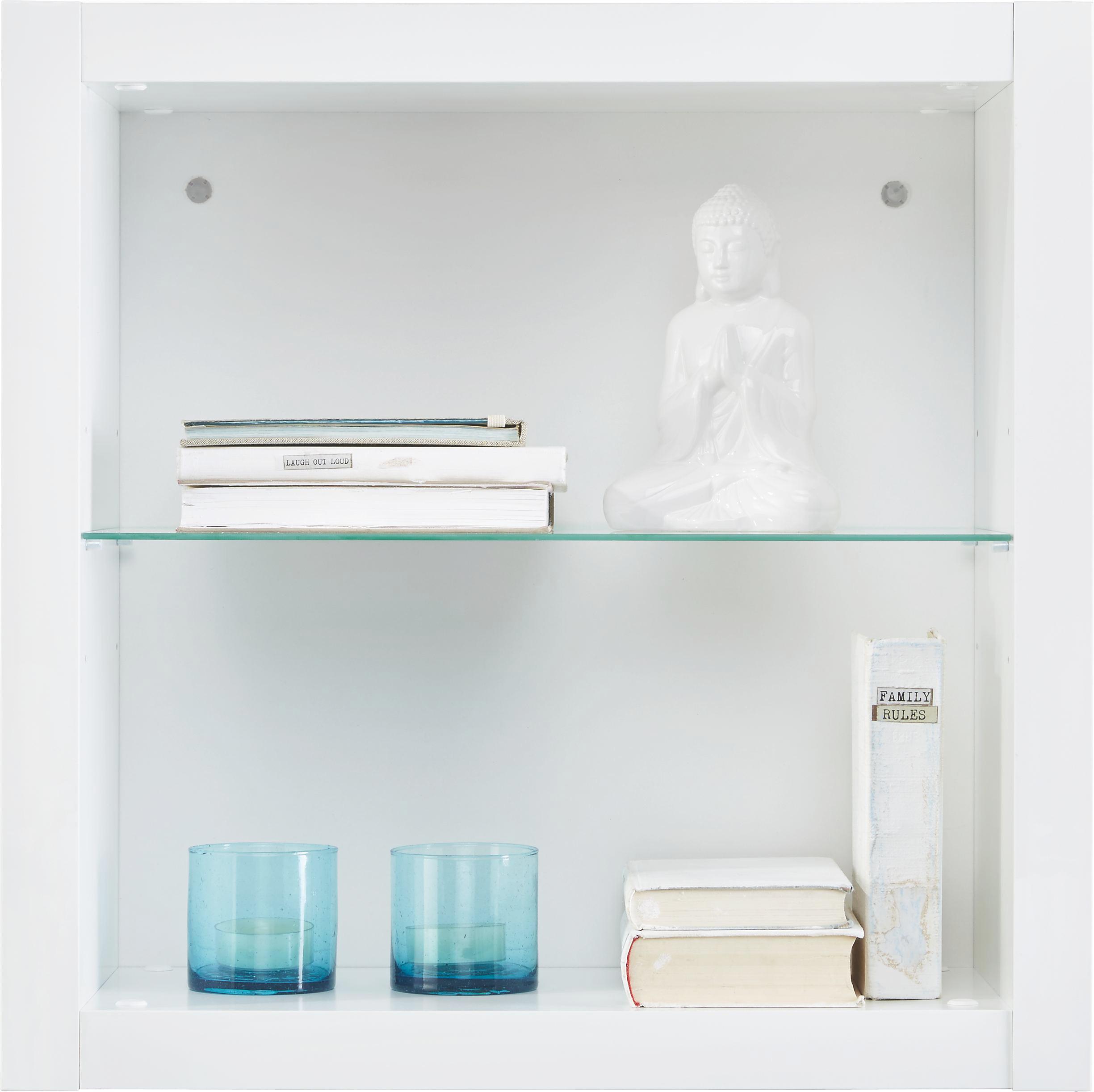 Wandregal Weiß Hochglanz - Weiß, MODERN, Glas/Holzwerkstoff (60/60/26cm) - Mömax modern living