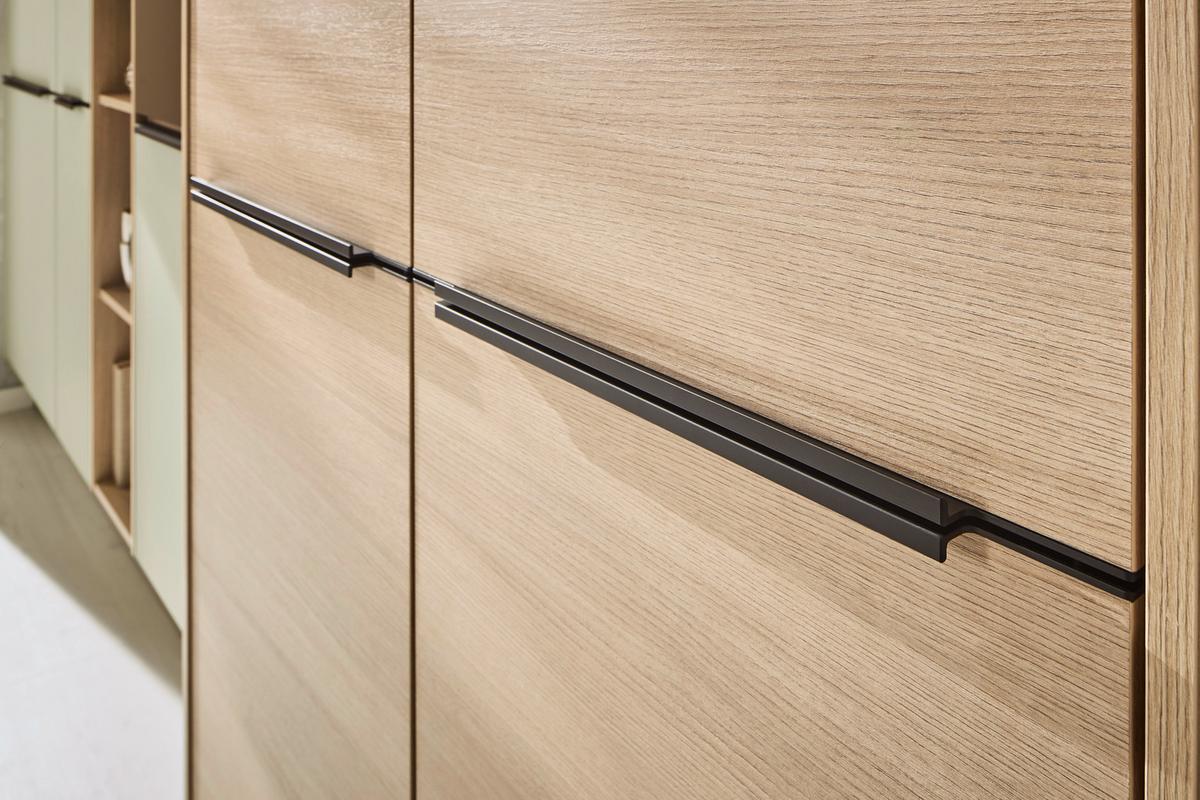 Einbauküche IP3150/2200 ohne Geräte, Salbeigrün/Eiche - Eichefarben/Salbeigrün, MODERN, Holzwerkstoff (350/284cm) - Impuls