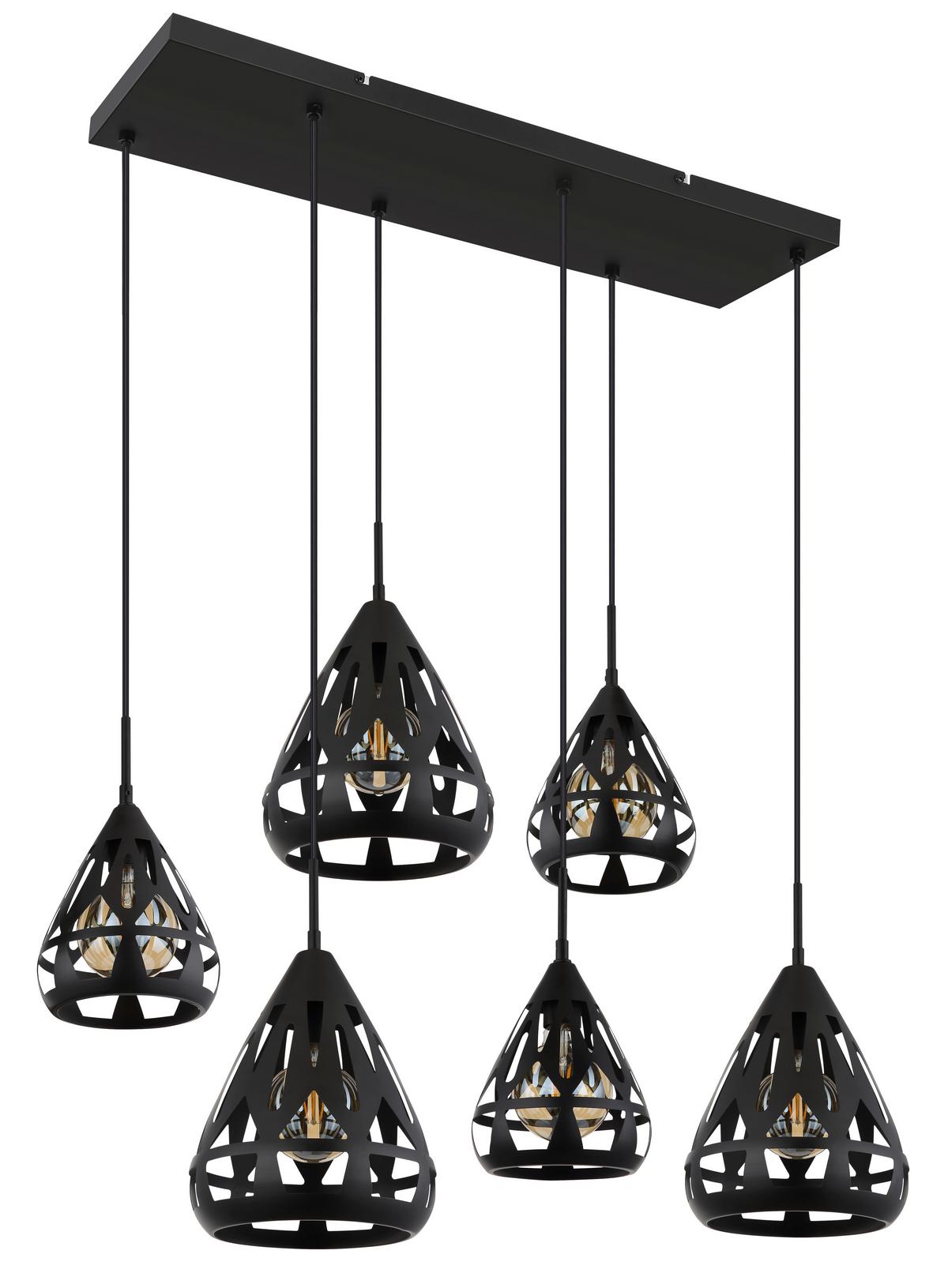 Hängeleuchte Hassan Schwarz max. 40 Watt - Schwarz, Basics, Kunststoff/Metall (90/43/120cm) - Globo