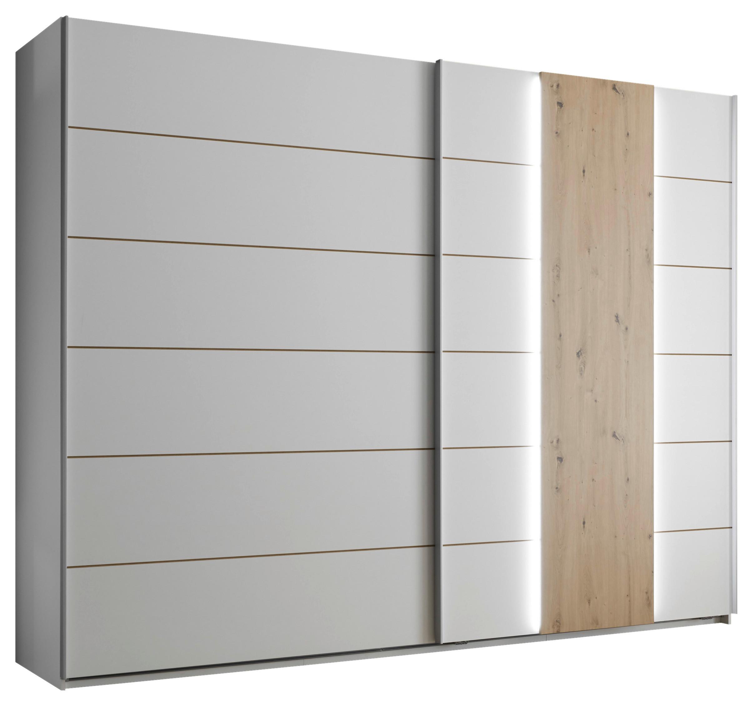 Omara Z Drsnimi Vrati Sizilia - bela/barve aluminija, Moderno, kovina/leseni material (270/210/60cm)