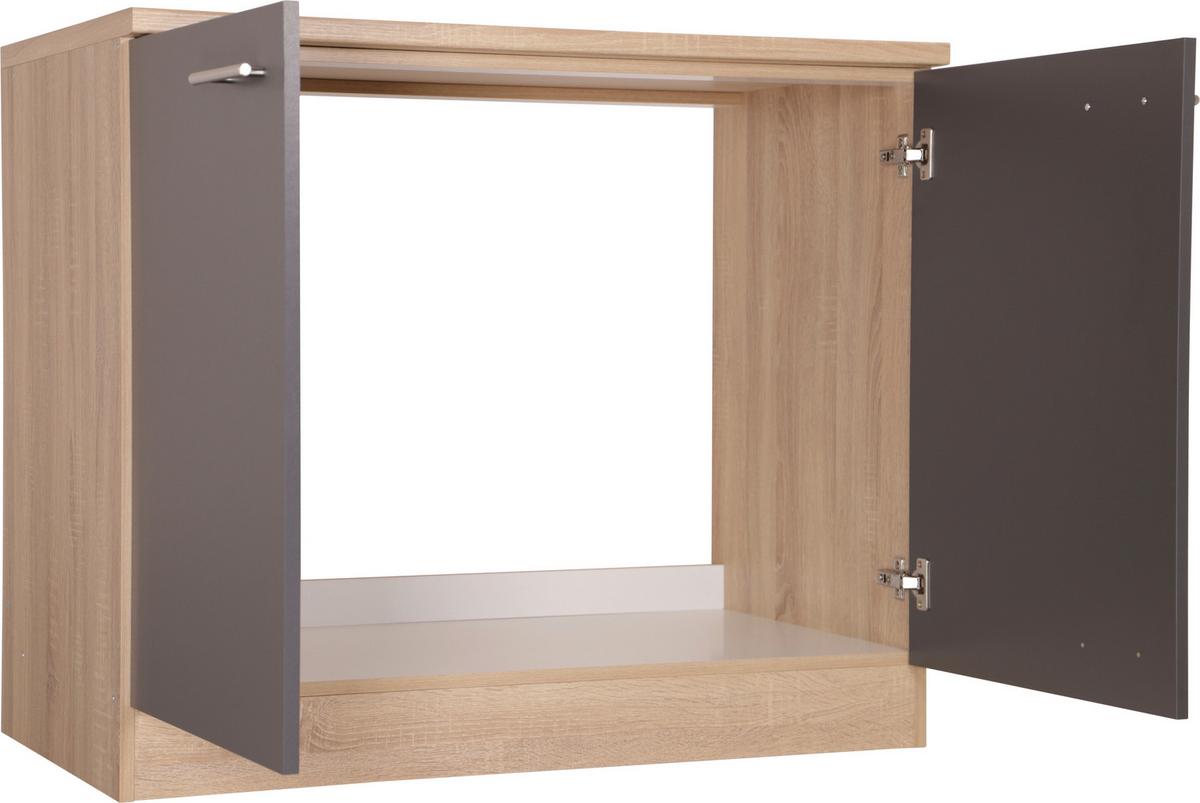 Spodnja Omarica Za Korito Merle, Barva Hrasta, Siva - srebrne barve/siva, Basics, kovina/leseni material (100/84,8/60cm) - Respekta