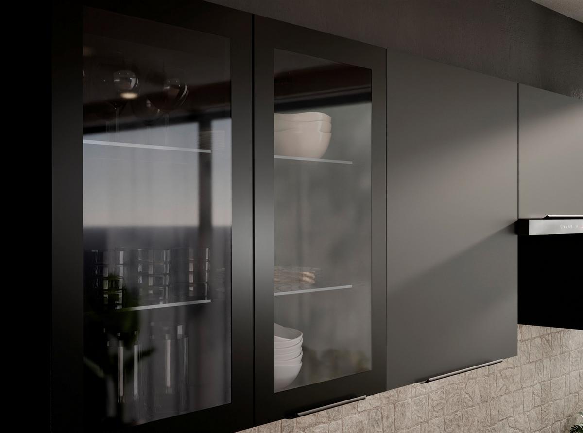 Blok Kuhinja Siena - crna, Moderno, staklo/drvni materijal (260/210/60cm) - Modern Living