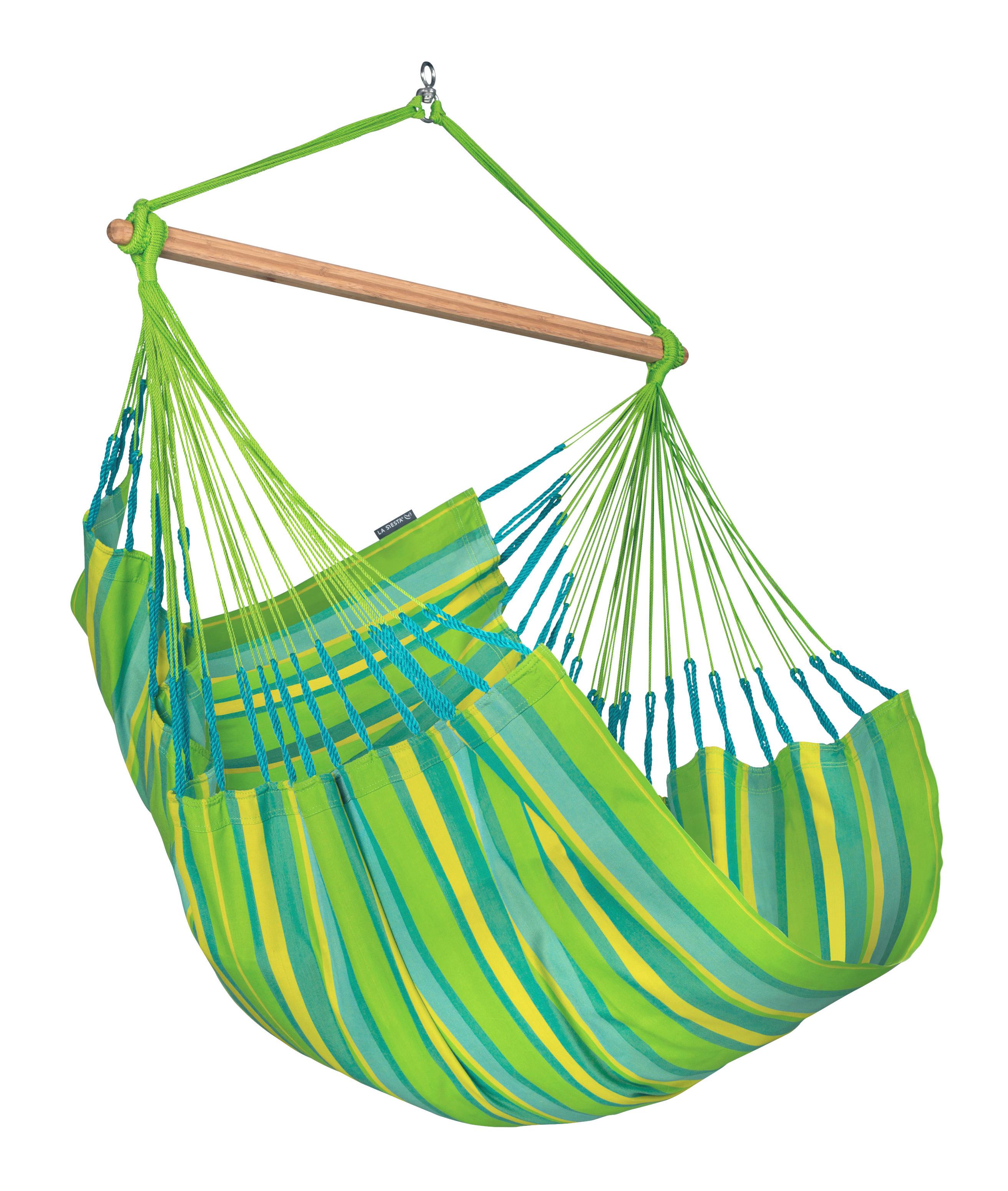 Hängesessel Comfort Hammock Echtholz Gelb/Grün - Gelb/Hellgrün, KONVENTIONELL, Holz/Textil (110/160/180cm) - La Siesta