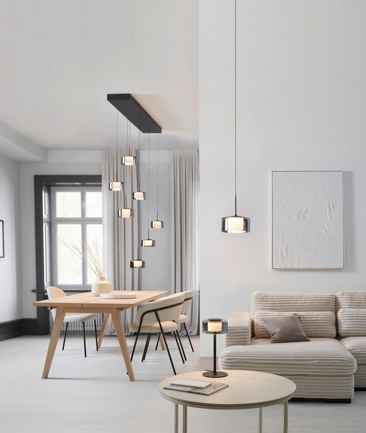 LAMPA WISZĄCA LED 2115-18 - czarny, Design, tworzywo sztuczne/metal (126/21/180cm) - Paul Neuhaus