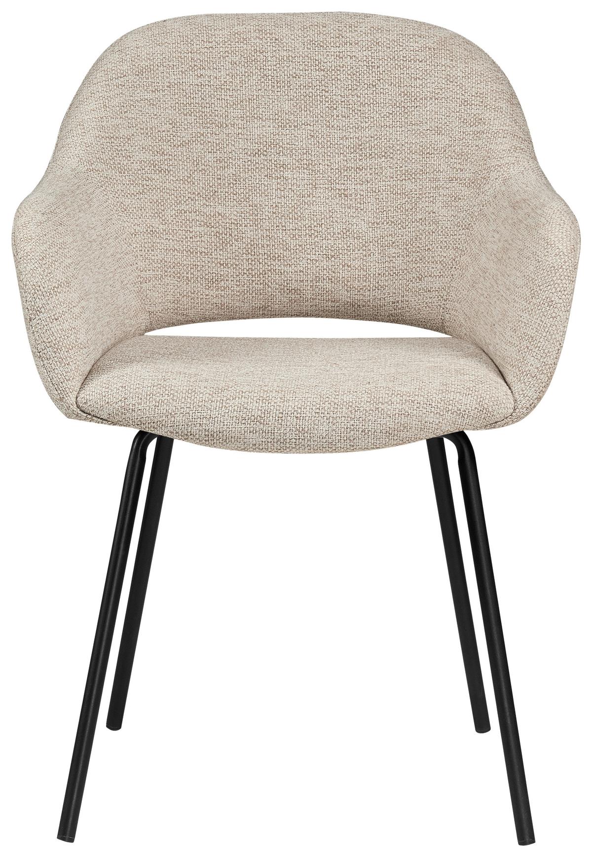KRZESŁO Z PODŁOKIETNIKAMI LEIDEN - beżowy/czarny, Design, metal/tkanina (59/82/62cm) - Novel