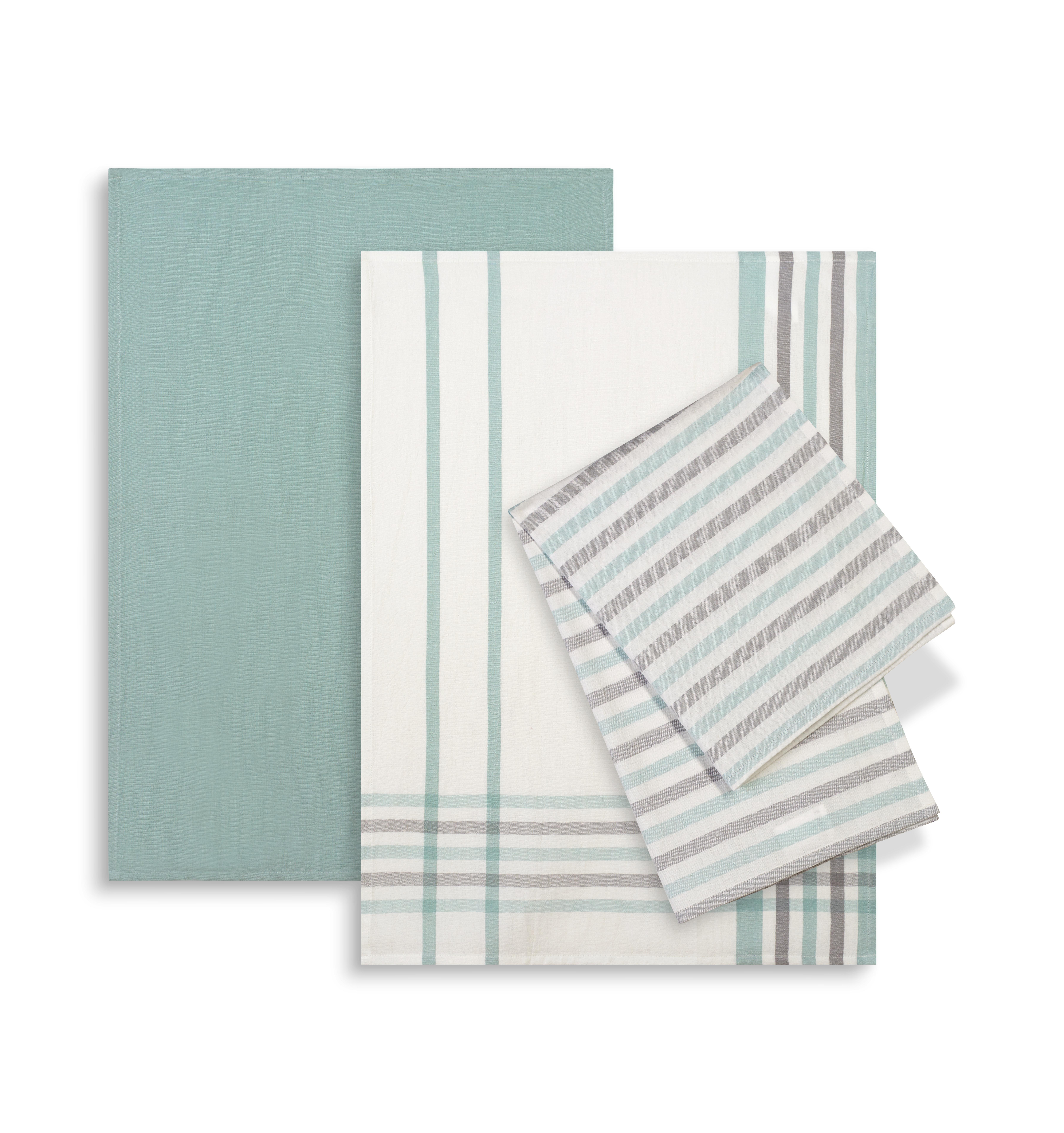 Geschirrtuch-Set Erika 3-teilig - Dunkelgrün/Weiß, Textil (50/70cm) - Mömax modern living