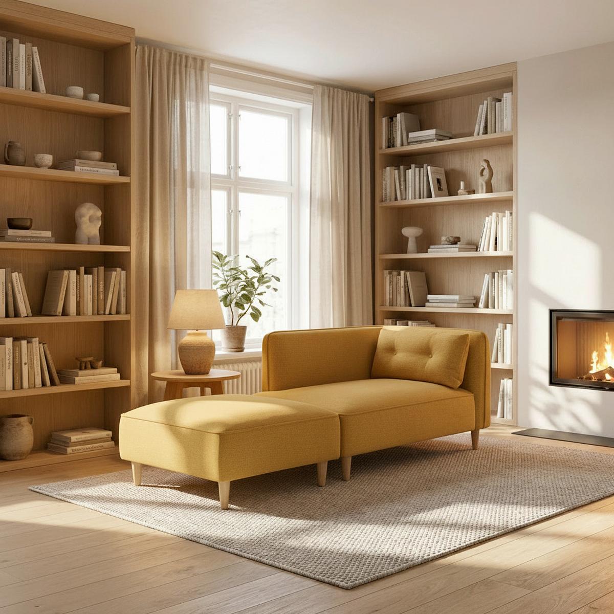 Dívány Fanny - sárga, Modern, textil/fa (154/55/73cm) - Bessagi Home