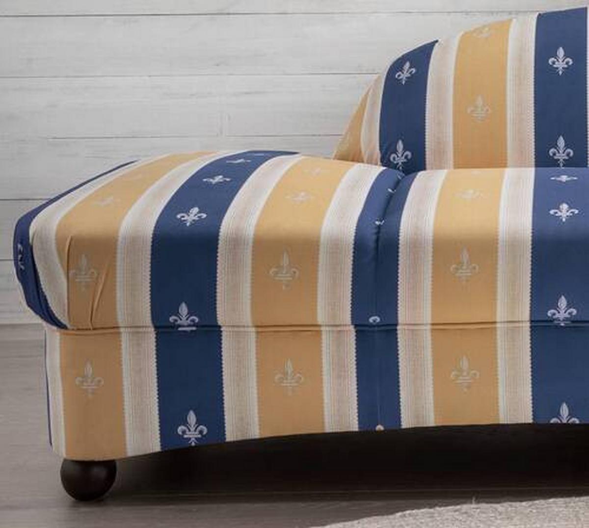 Ottomane Torello Blau Mikrofaser - Blau/Wengefarben, KONVENTIONELL, Holz/Textil (190/84/86cm) - Livetastic