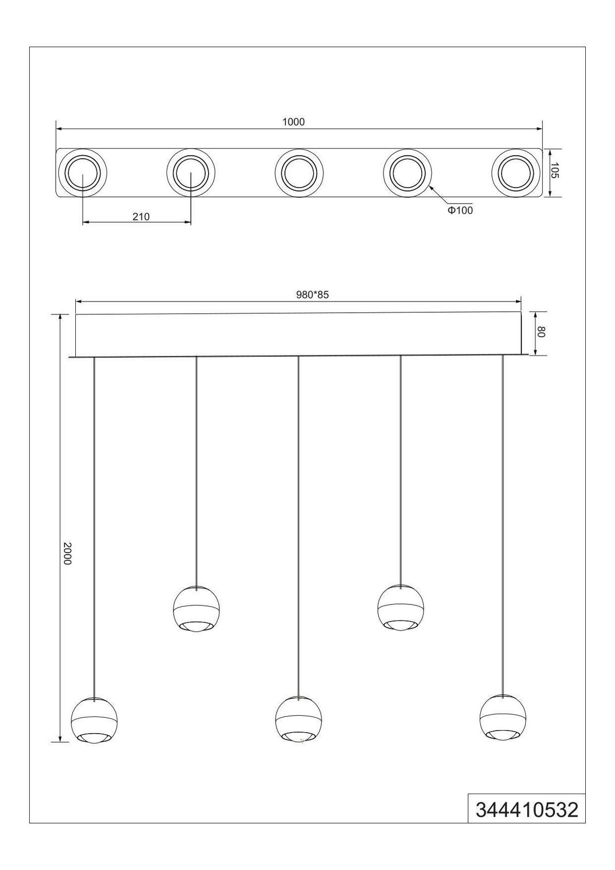LAMPA WISZĄCA LED 344410532 ORBIT - czarny, Design, metal (100/10,5/200cm)