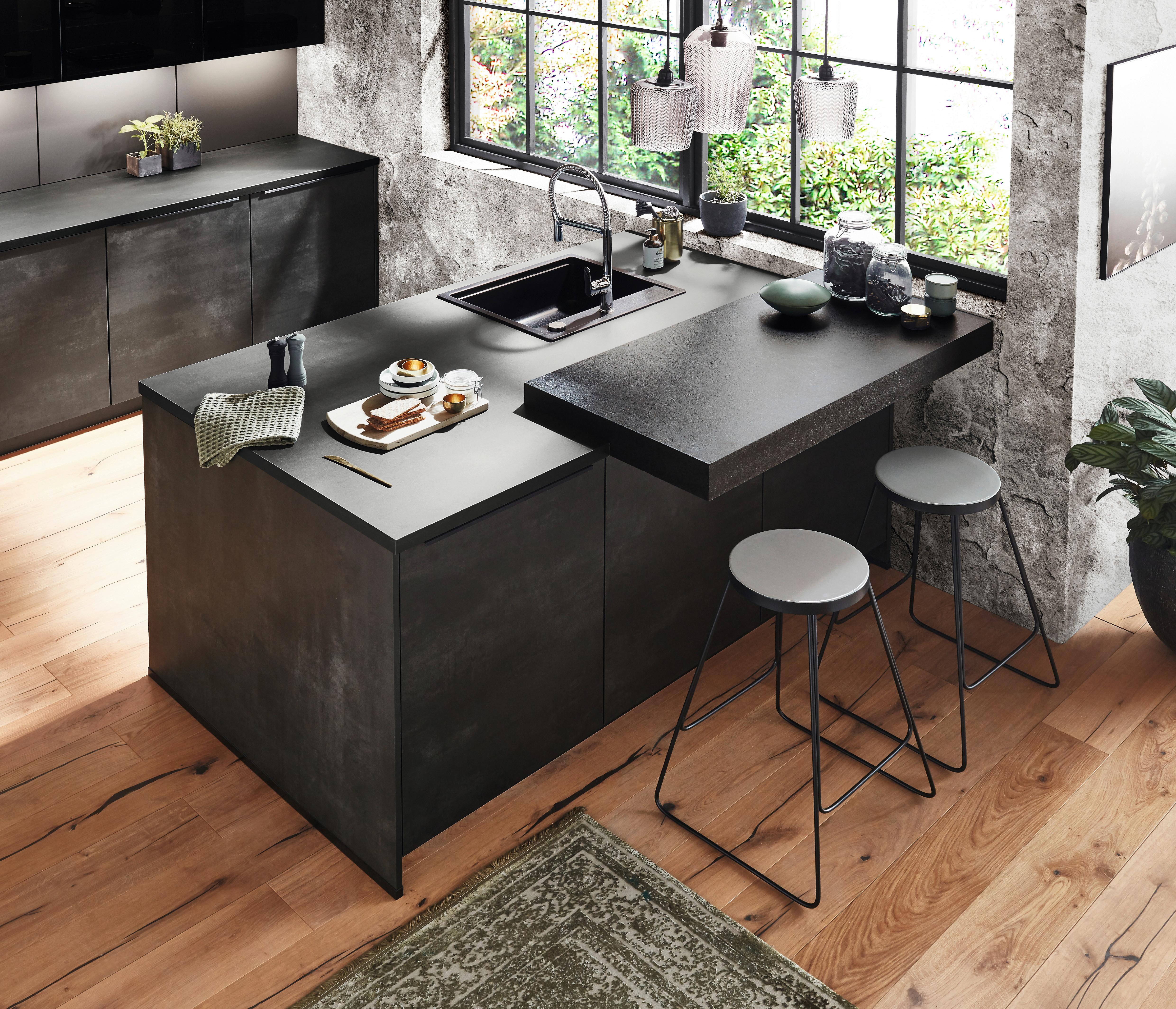 Einbauküche Laser in Schwarz - Schwarz, MODERN, Holzwerkstoff - Nobilia