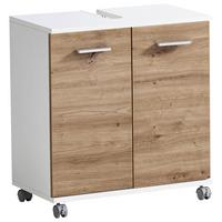 Omarica Za Pod Umivalnik Palermo, Bela, Barva Hrasta - barve kroma/siva, Konvencionalno, kovina/umetna masa (60/63,4/32,6cm) - Stylife