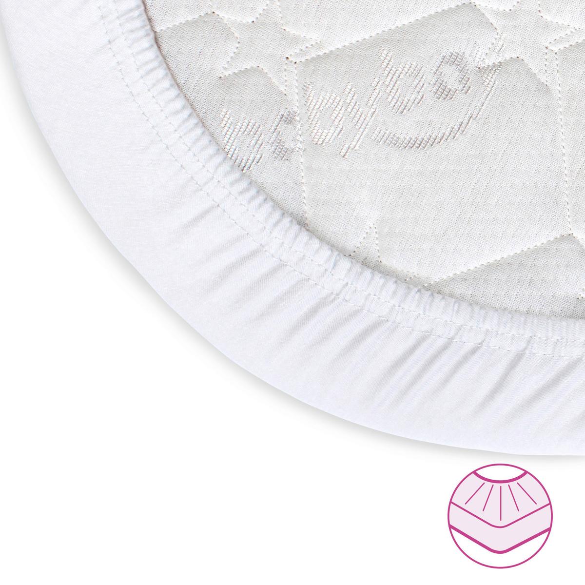 POKROWIEC NA MATERAC JERSEY DELUXE DOPPELPACK - biały, Basics, tkanina (105/57,5/6cm) - Babybay