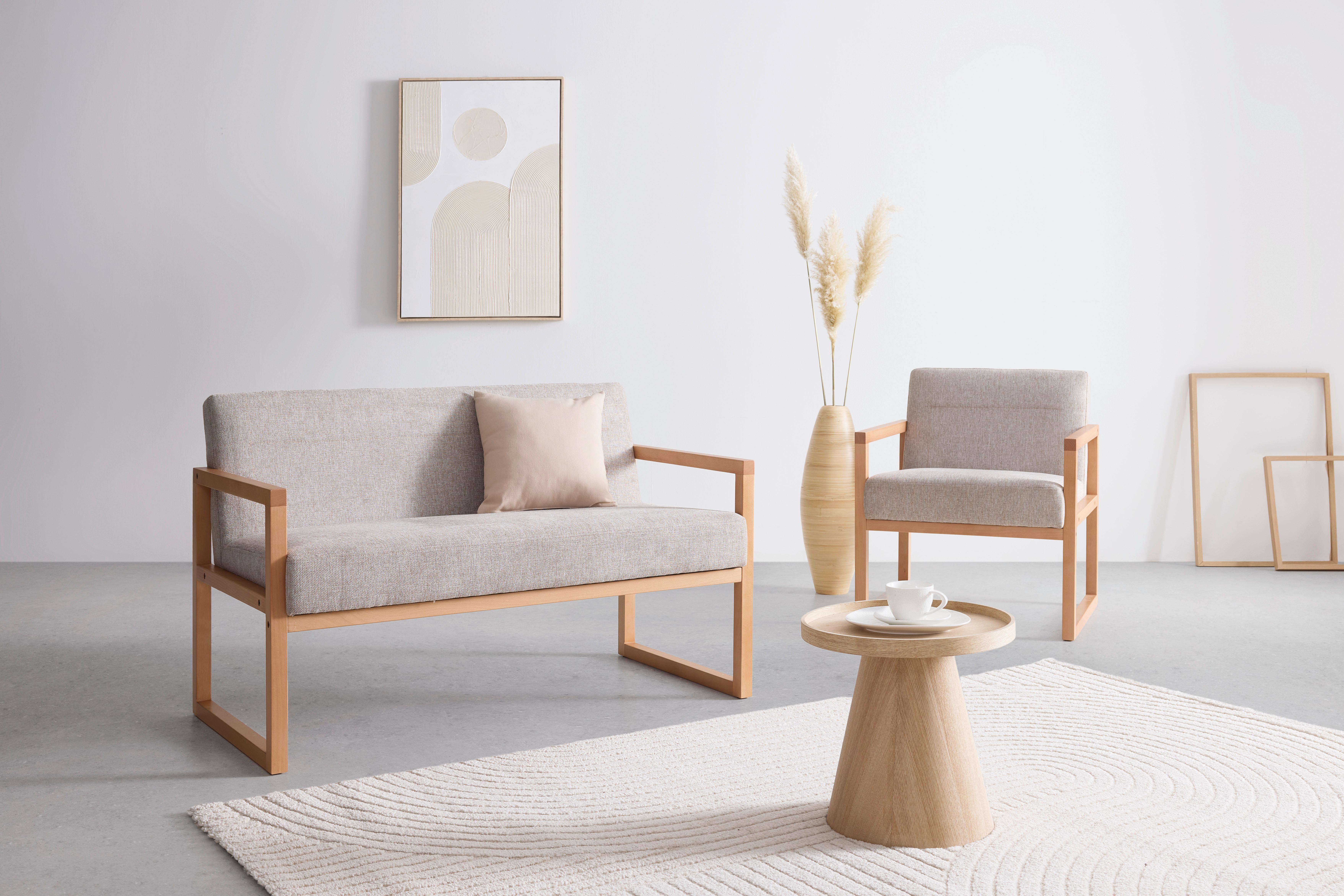2-SITS SOFFA MALMÖ - ljusgrå/naturfärgad, Modern, trä/textil (120/75/69cm) - Mömax