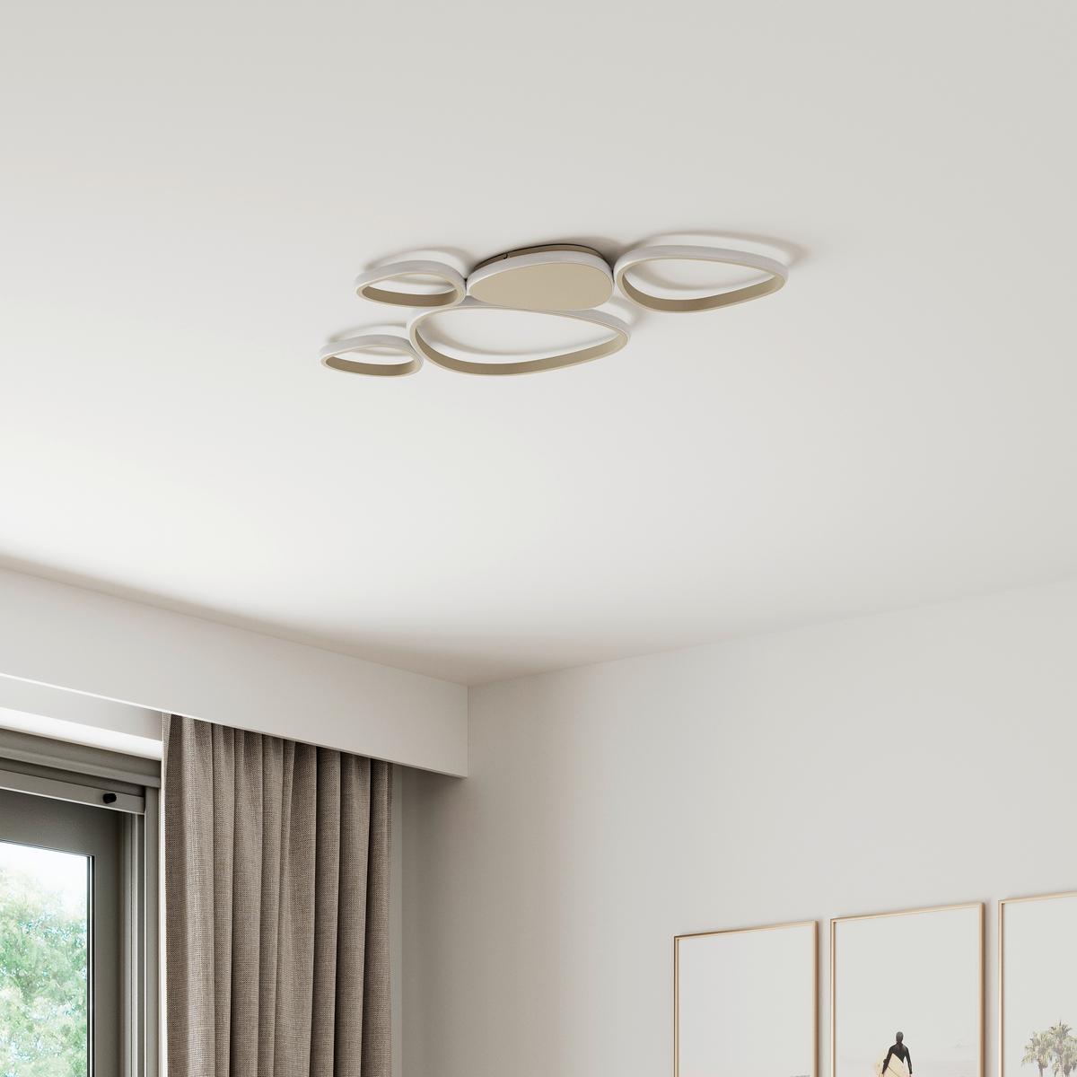 LAMPA SUFITOWA LED ACRUX *SBN* - kolor piaskowy, Design, tworzywo sztuczne/metal (90,5/52/4cm) - Novel