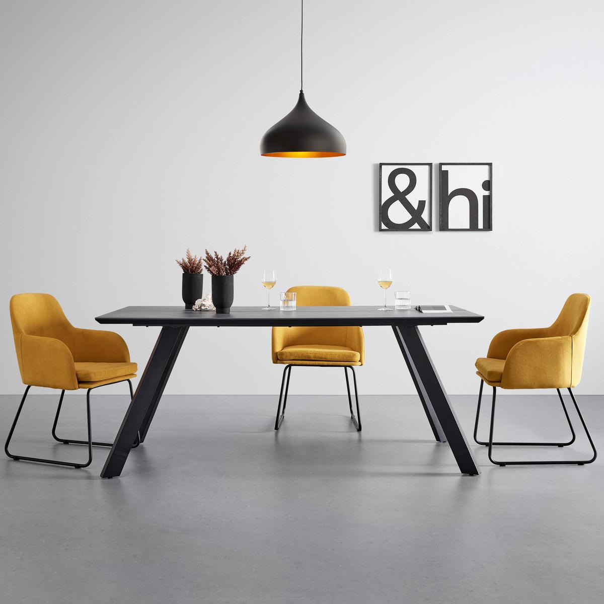 Jedilna Miza Litta, Temno Siva, Kovina - temno siva/črna, Moderno, kovina/leseni material (180/90/76cm) - Bessagi Home